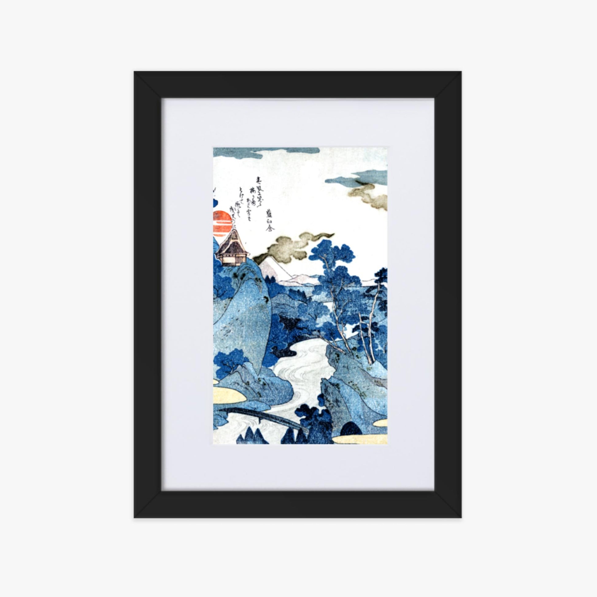 Utagawa Kuniyoshi - An evening view of Fuji 21x30 cm Poster With Black Frame