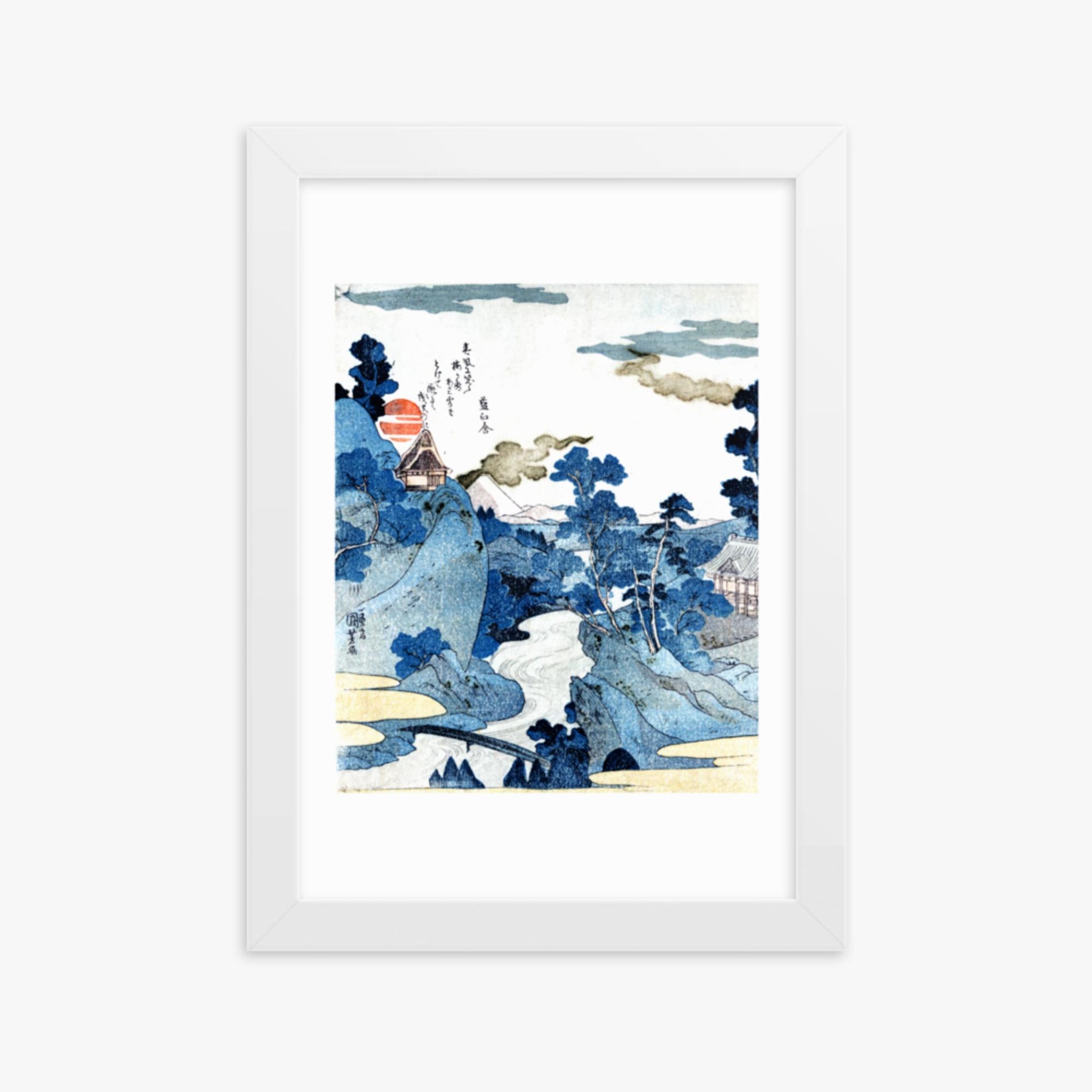 Utagawa Kuniyoshi - An evening view of Fuji 21x30 cm Poster With White Frame