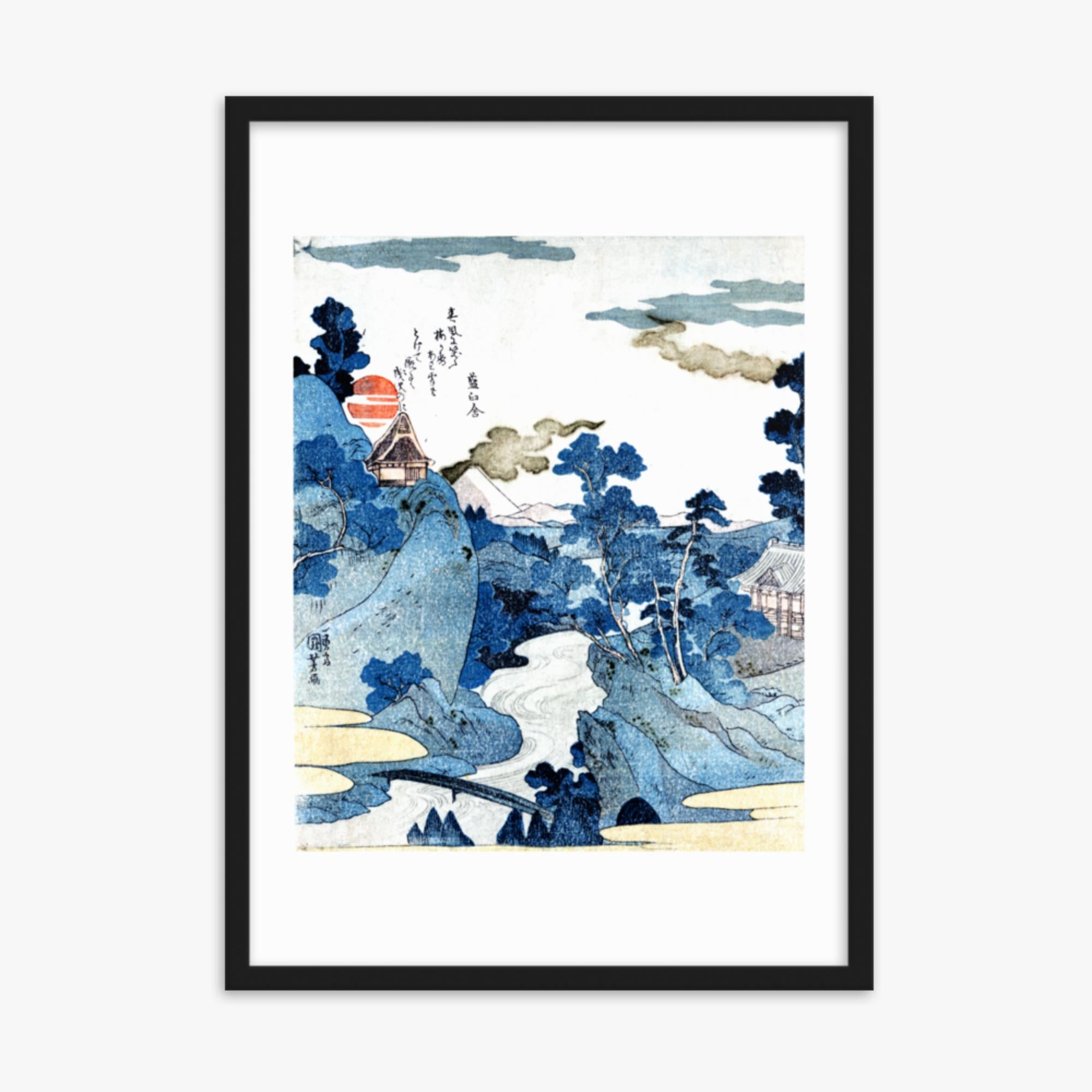 Utagawa Kuniyoshi - An evening view of Fuji 50x70 cm Poster With Black Frame