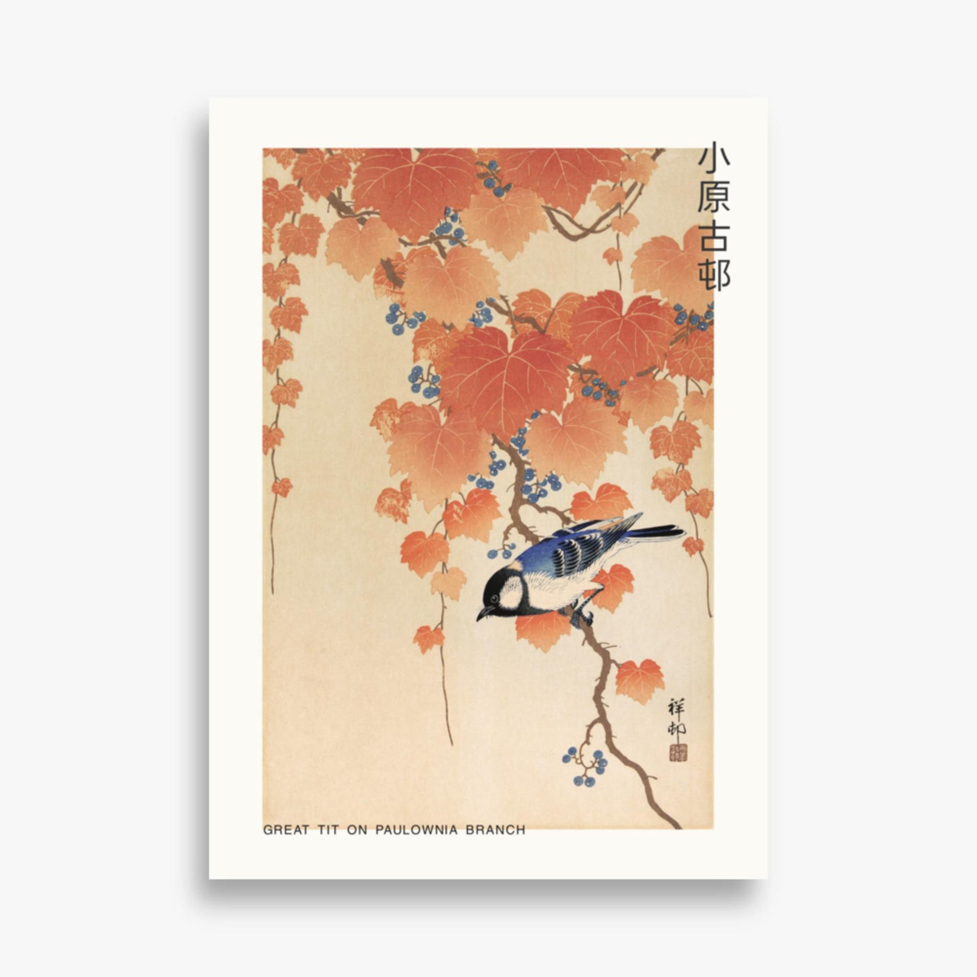 Ohara Koson - Great tit on paulownia branch - Decoration 50x70 cm Poster