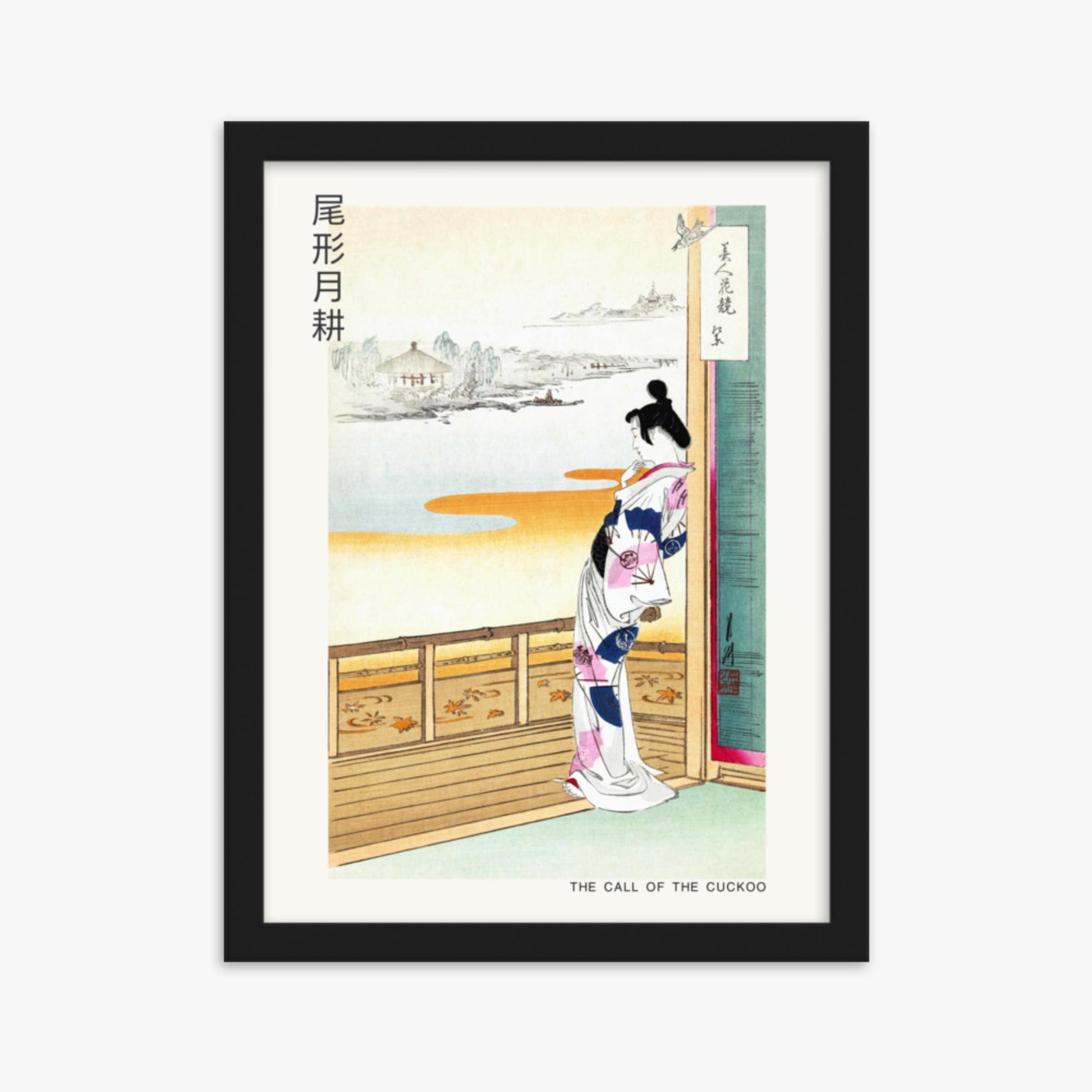 Ogata Gekko - The Call of the Cuckoo - Decoration 30x40 cm Poster With Black Frame