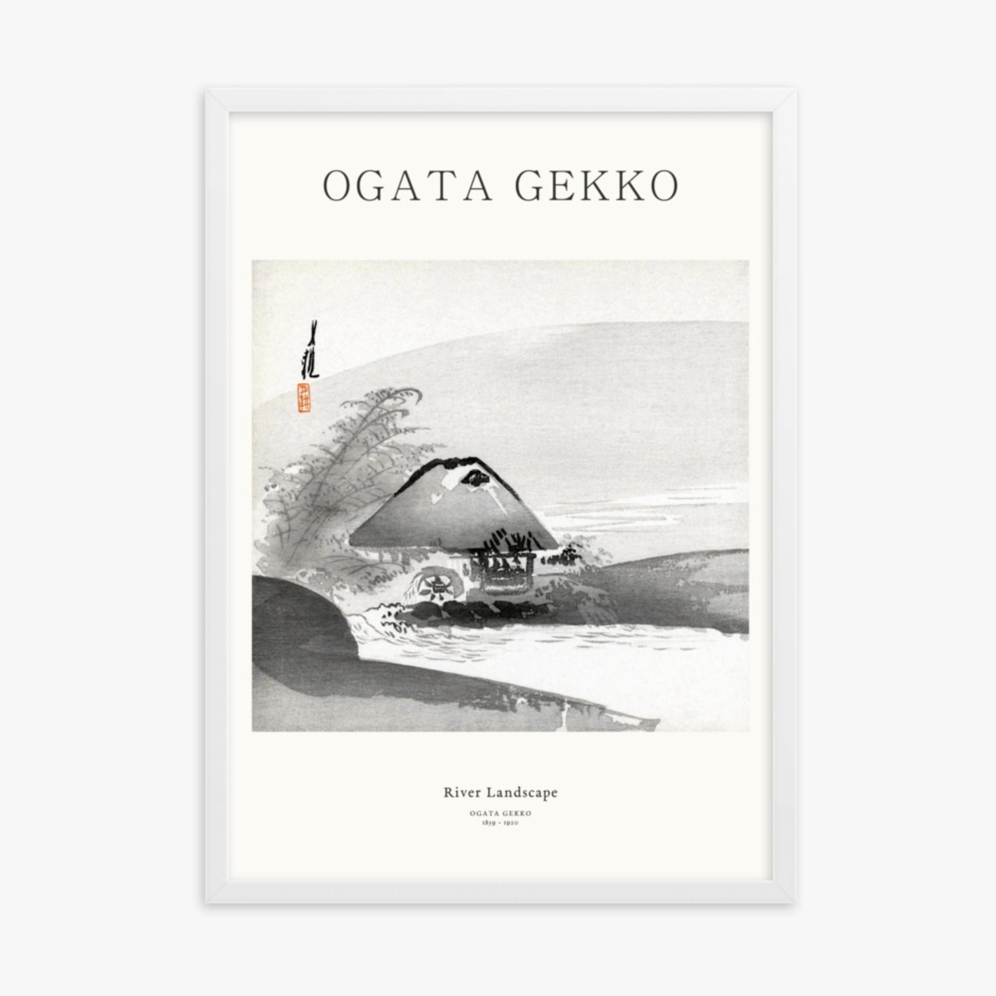 Ogata Gekko - River Landscape - Decoration 50x70 cm Poster With White Frame