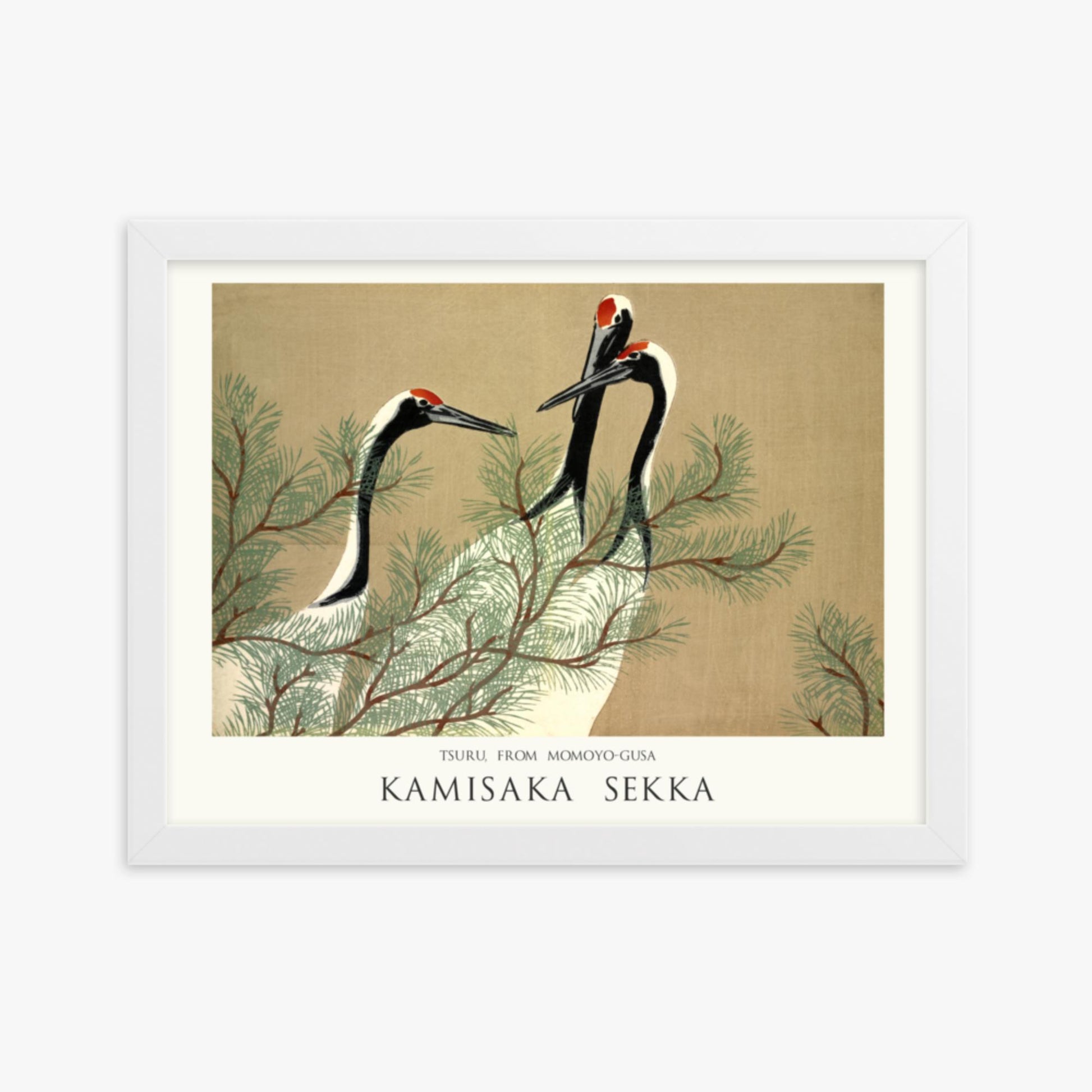 Kamisaka Sekka: Tsuru, from Momoyo-gusa - Japandi - 30x40 cm Poster With White Frame