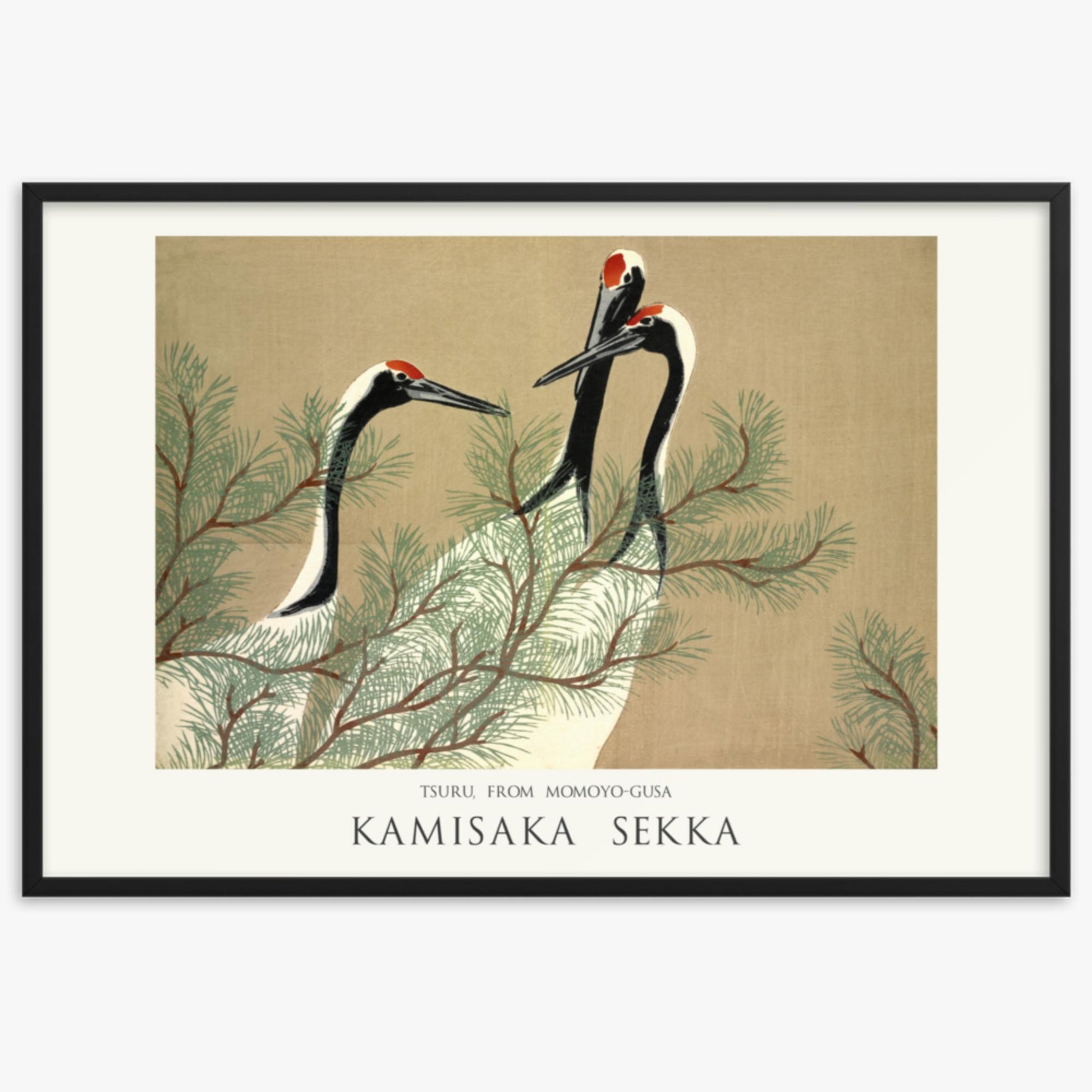 Kamisaka Sekka: Tsuru, from Momoyo-gusa - Japandi - 61x91 cm Poster With Black Frame