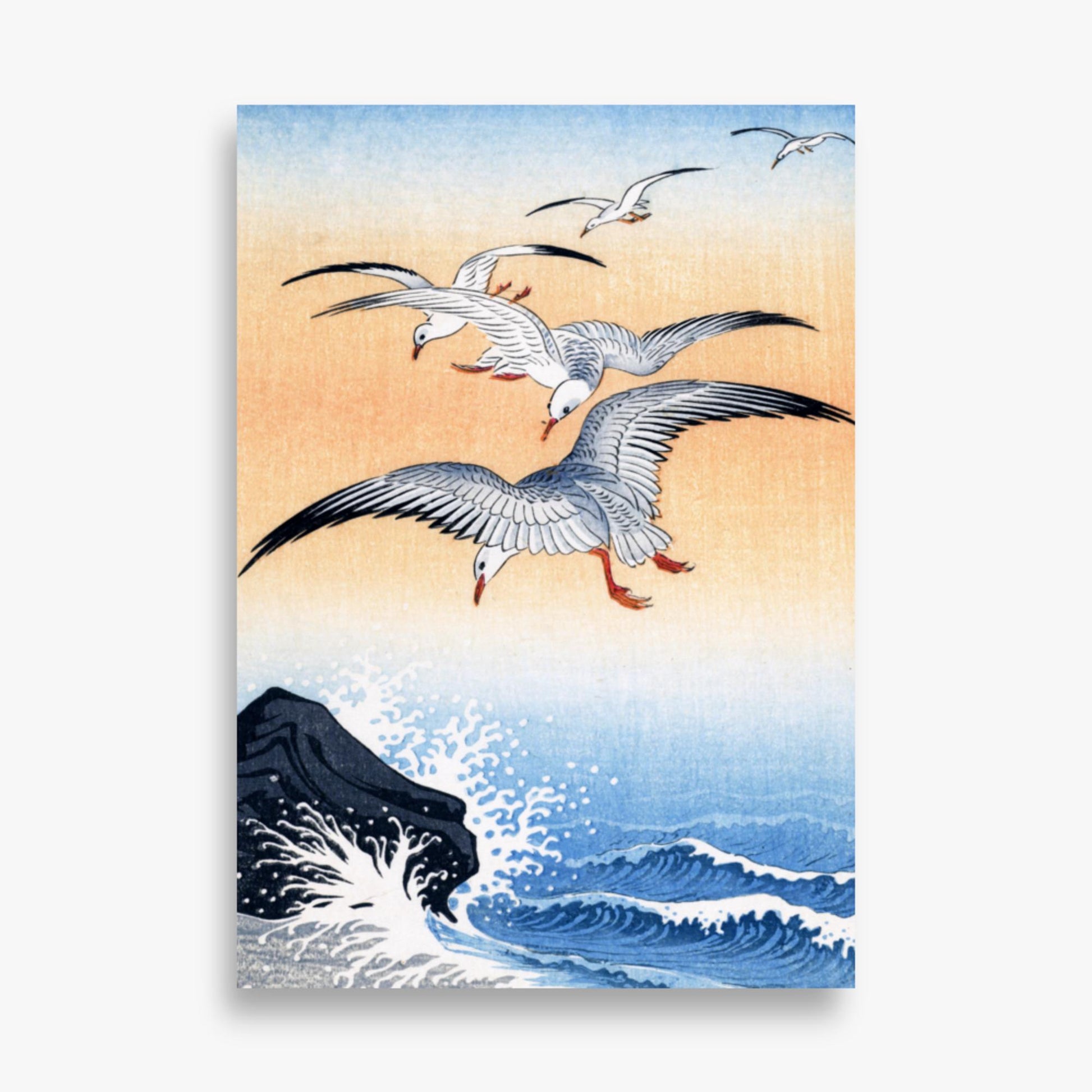 Ohara Koson - Five Seagulls Above Turbulent Sea 70x100 cm Poster