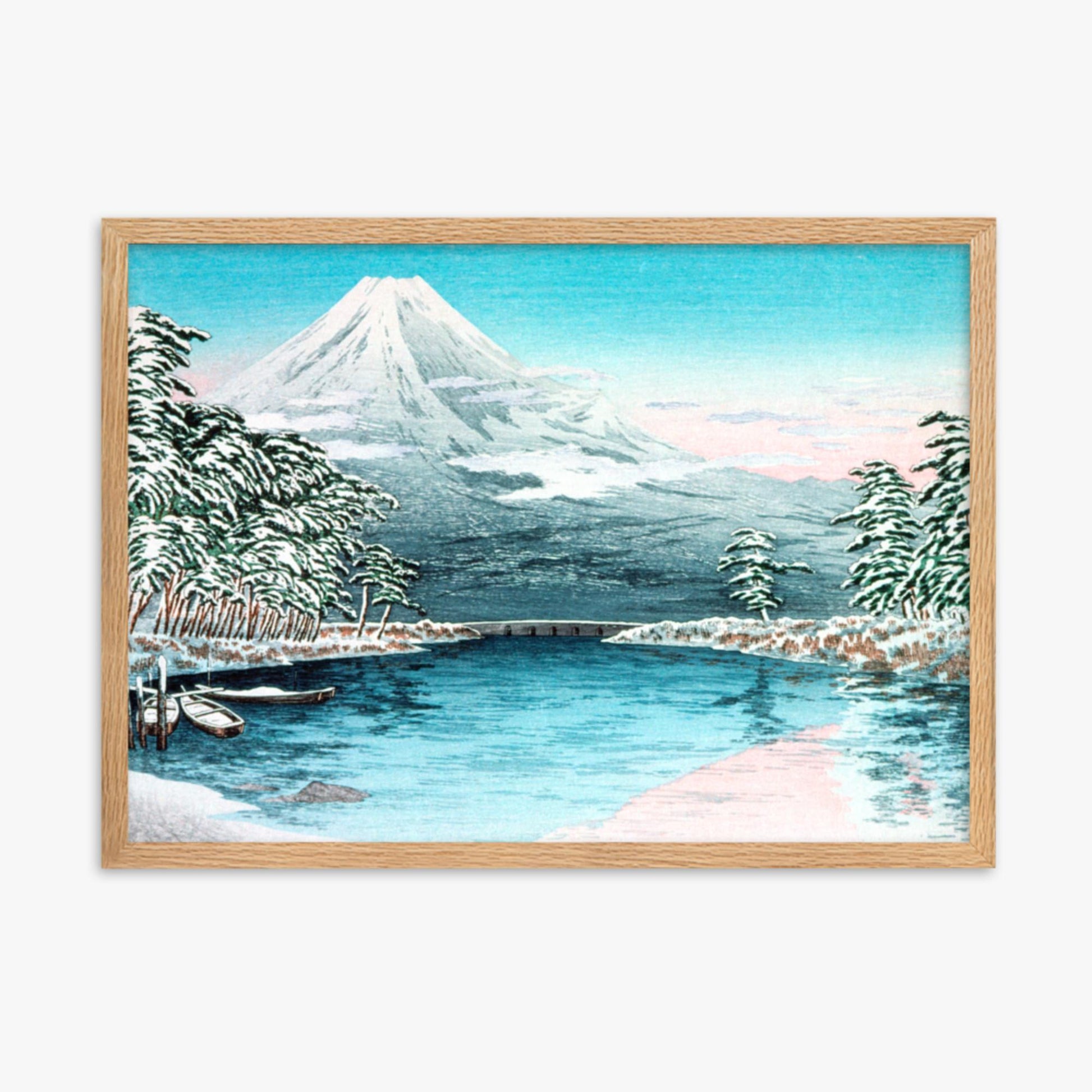 Takahashi Hiroaki (Shōtei) - Mt. Fuji from Tagonoura, Snow Scene 50x70 cm Poster With Oak Frame