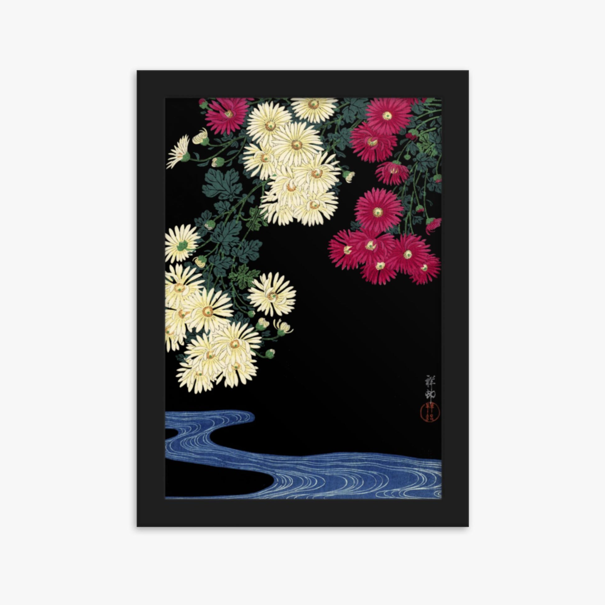 Ohara Koson - Chrysanthemums 21x30 cm Poster With Black Frame