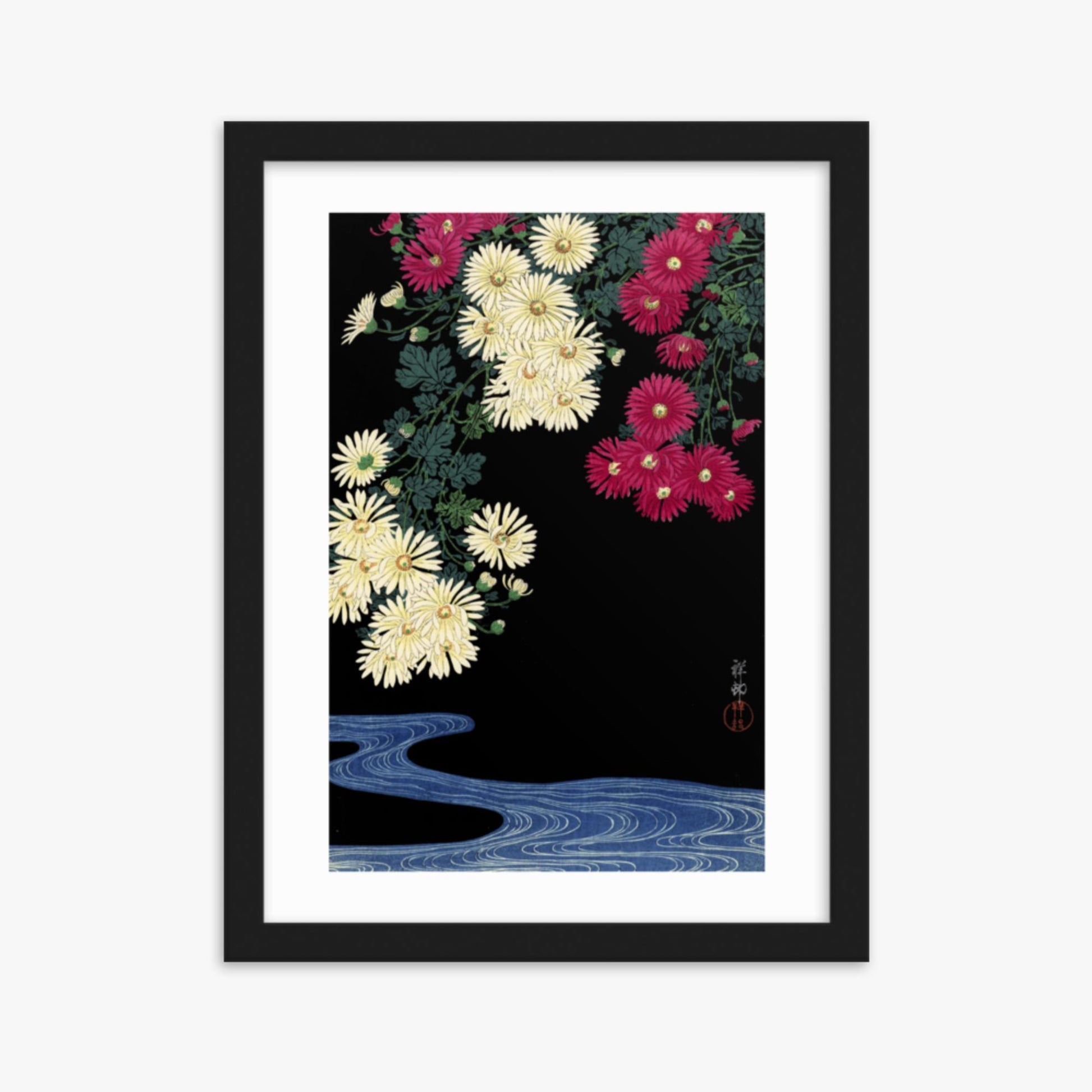 Ohara Koson - Chrysanthemums 30x40 cm Poster With Black Frame