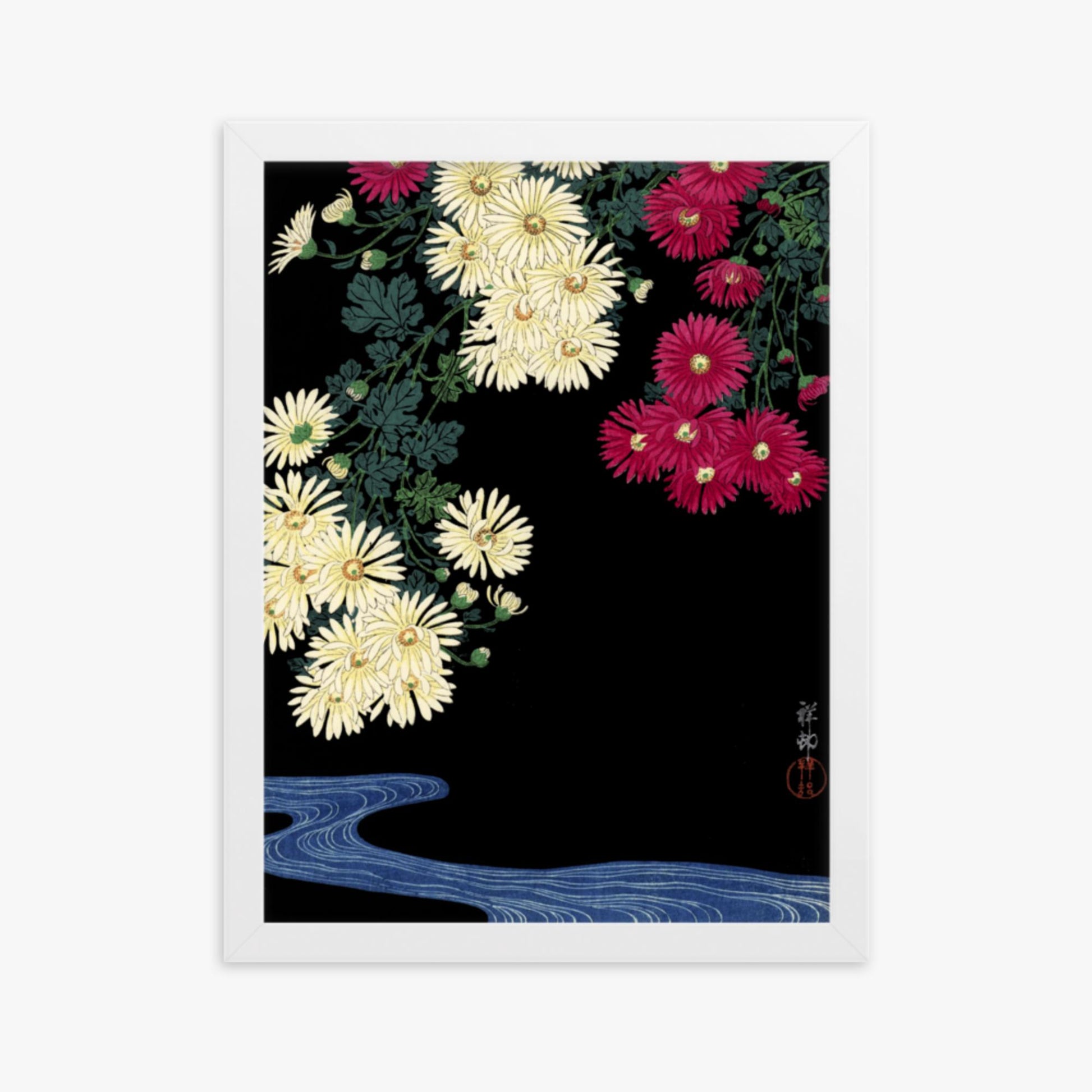 Ohara Koson - Chrysanthemums 30x40 cm Poster With White Frame