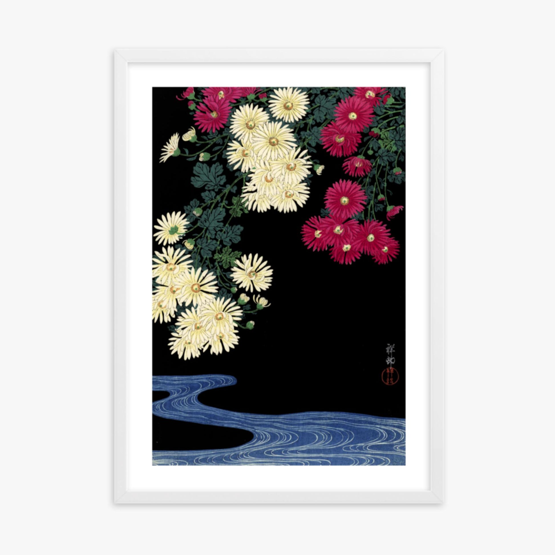 Ohara Koson - Chrysanthemums 50x70 cm Poster With White Frame