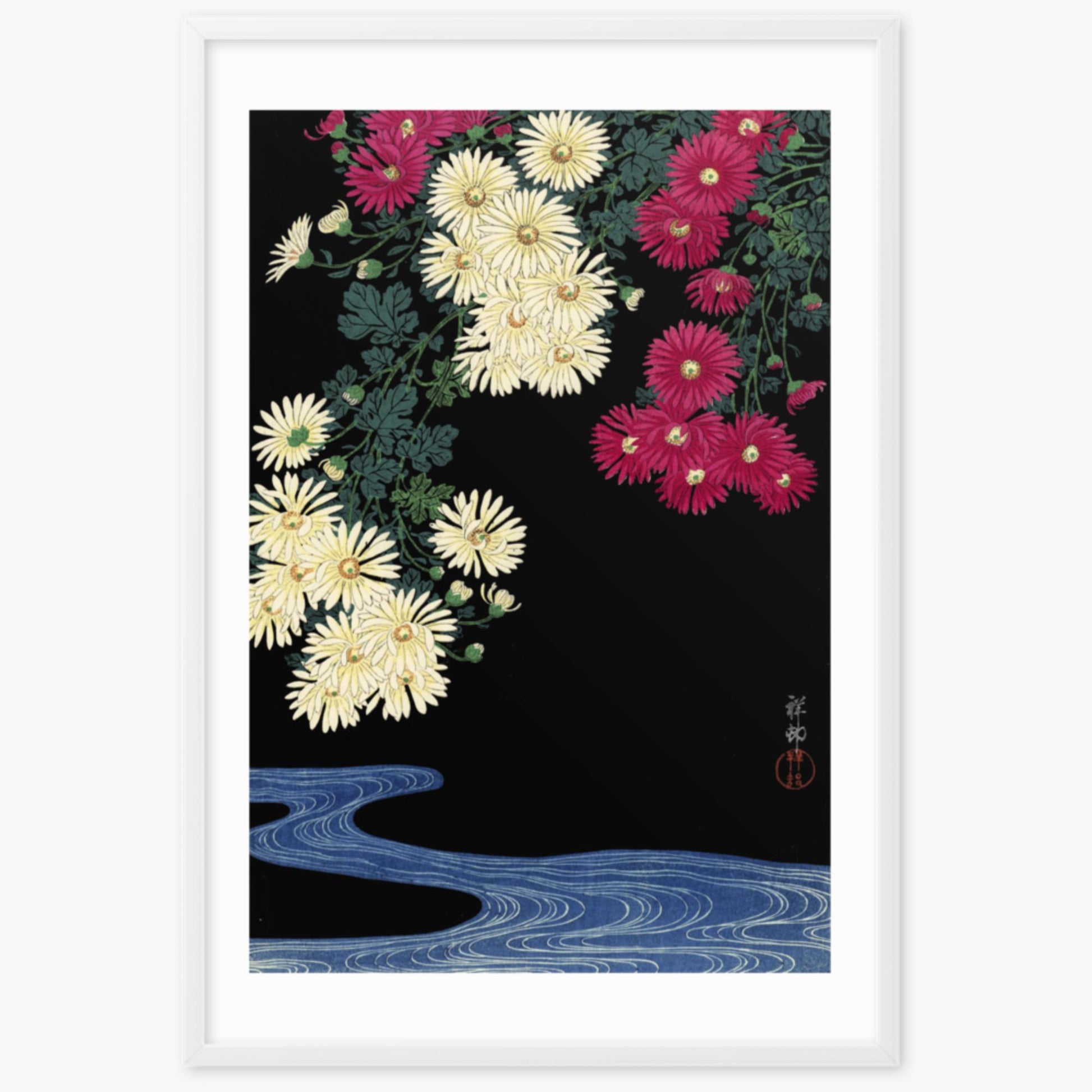 Ohara Koson - Chrysanthemums 61x91 cm Poster With White Frame