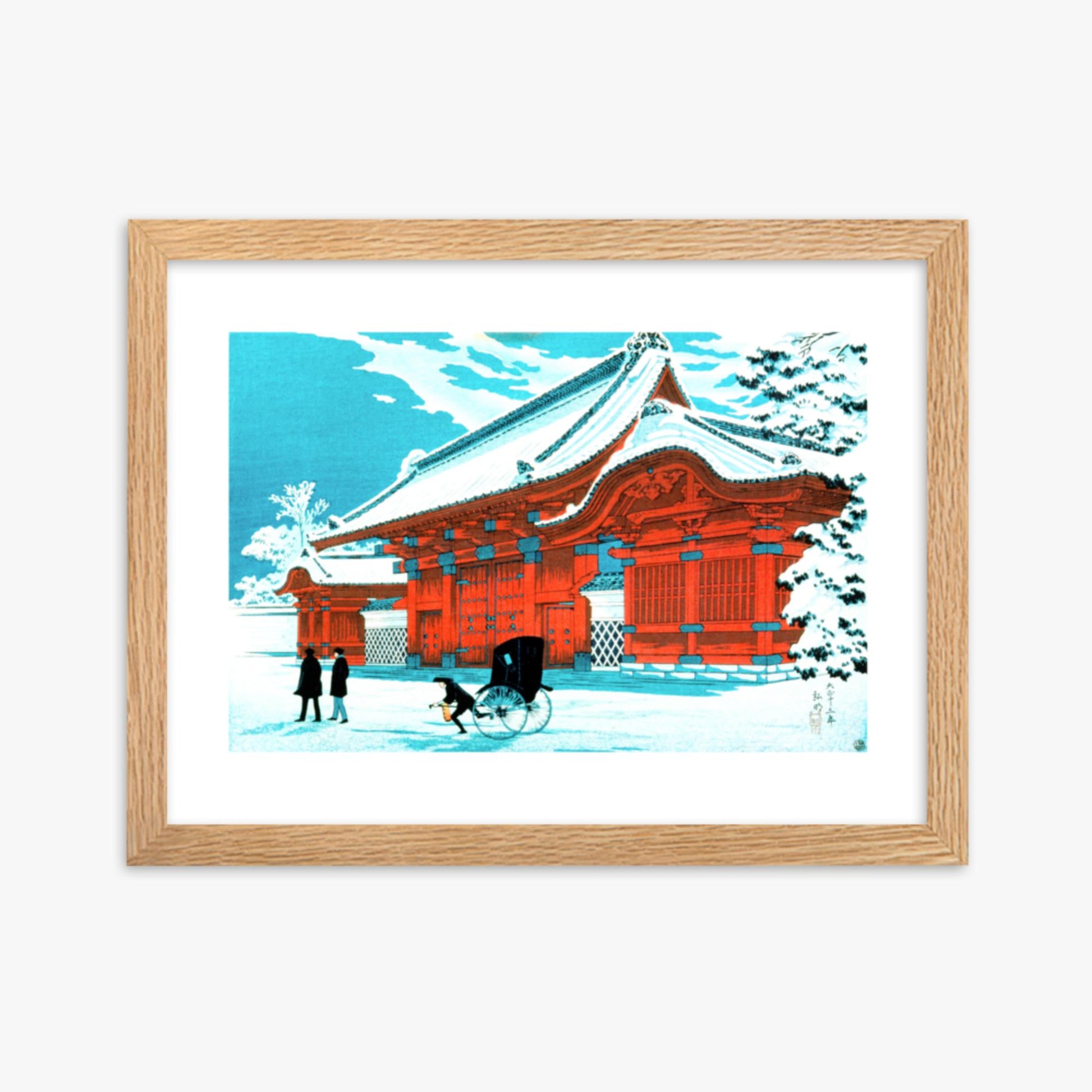 Takahashi Hiroaki (Shōtei) - The Red Gate of Hongo in Snow 30x40 cm Poster With Oak Frame