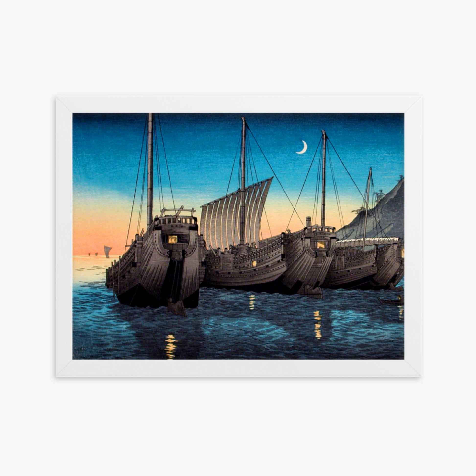 Takahashi Hiroaki (Shōtei) - Junks in Inatori Bay, Izu 30x40 cm Poster With White Frame