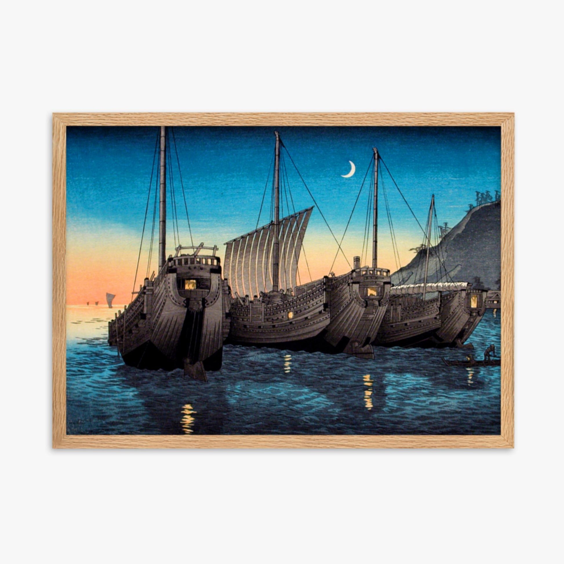 Takahashi Hiroaki (Shōtei) - Junks in Inatori Bay, Izu 50x70 cm Poster With Oak Frame