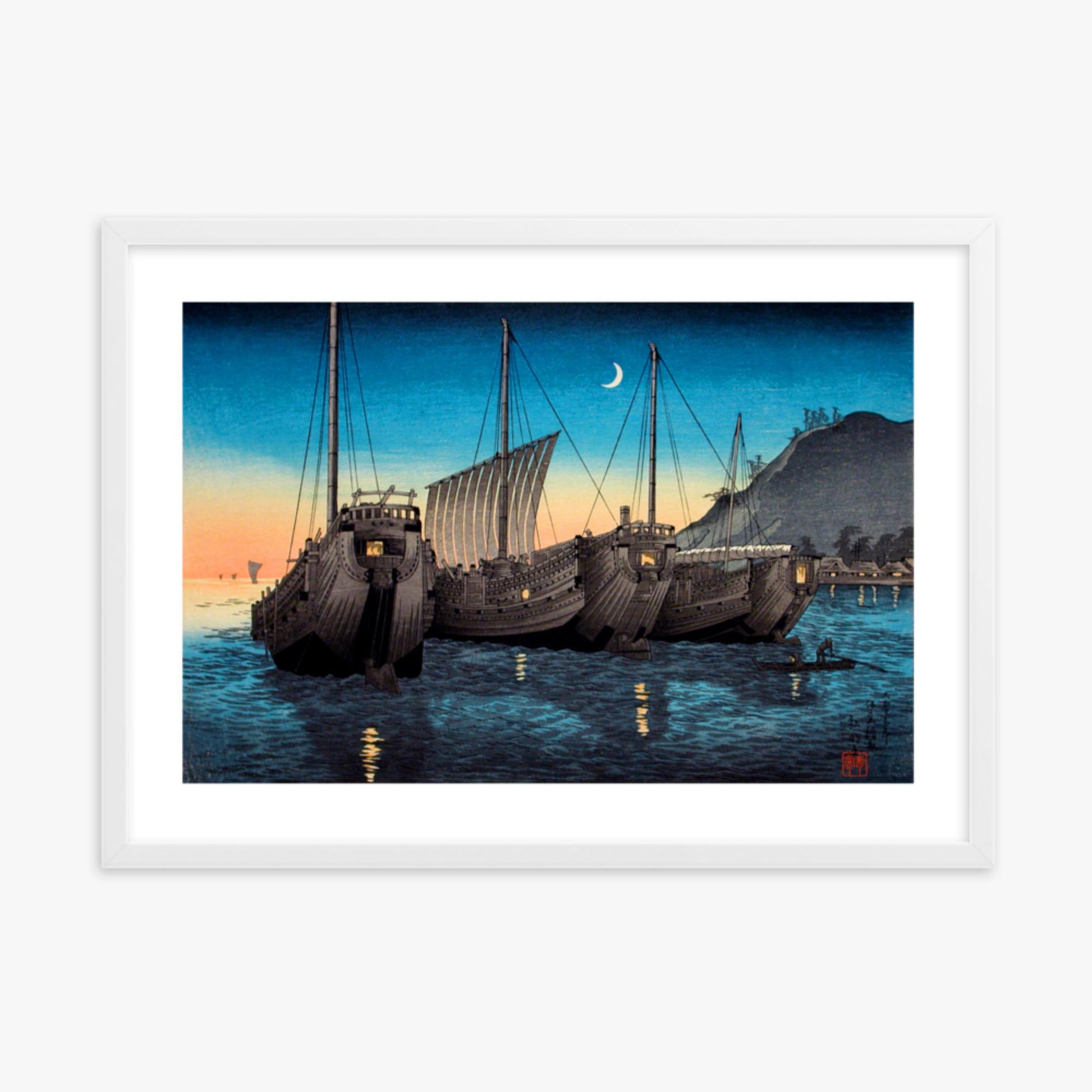 Takahashi Hiroaki (Shōtei) - Junks in Inatori Bay, Izu 50x70 cm Poster With White Frame