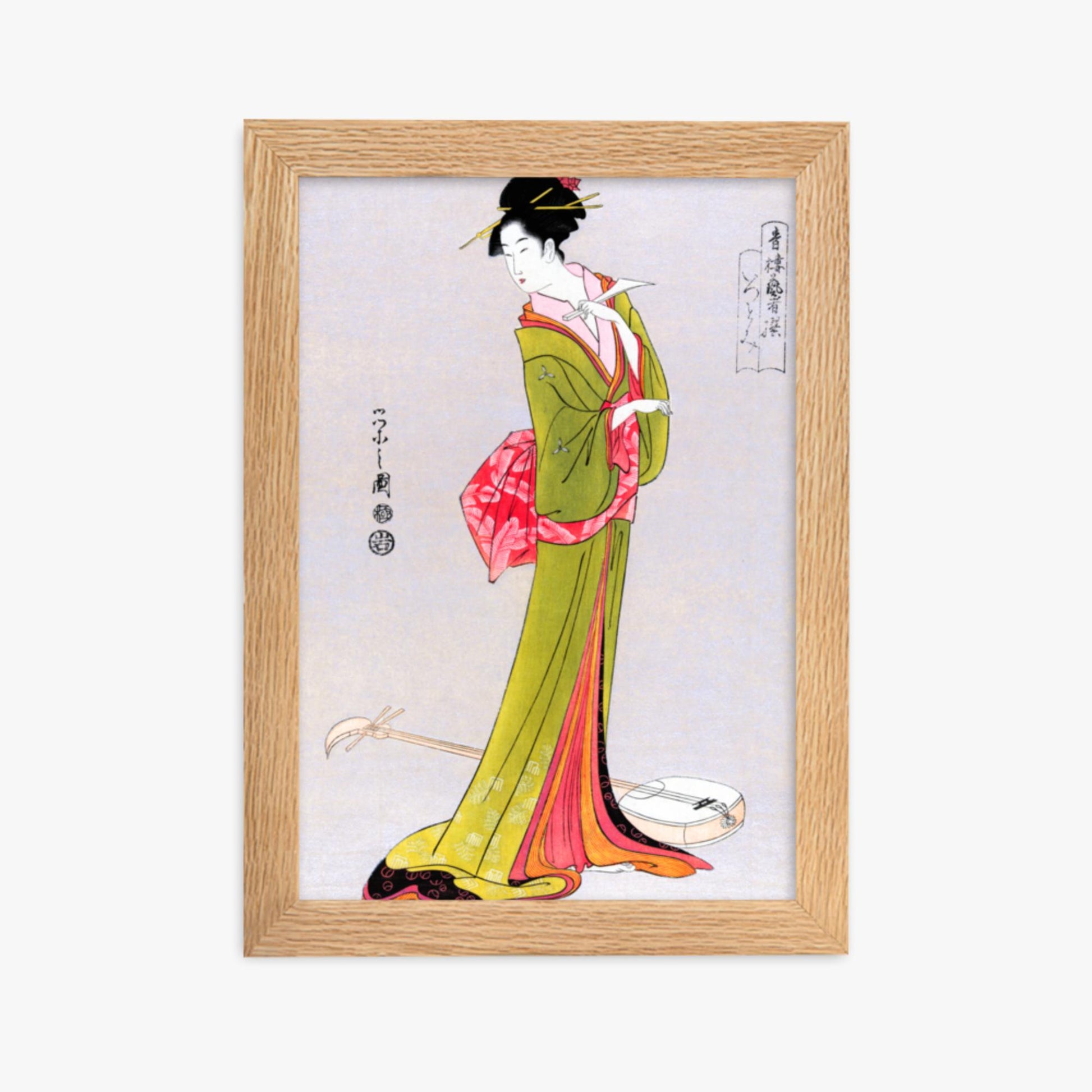 Eishi Hosoda - Itsutomi 21x30 cm Poster With Oak Frame