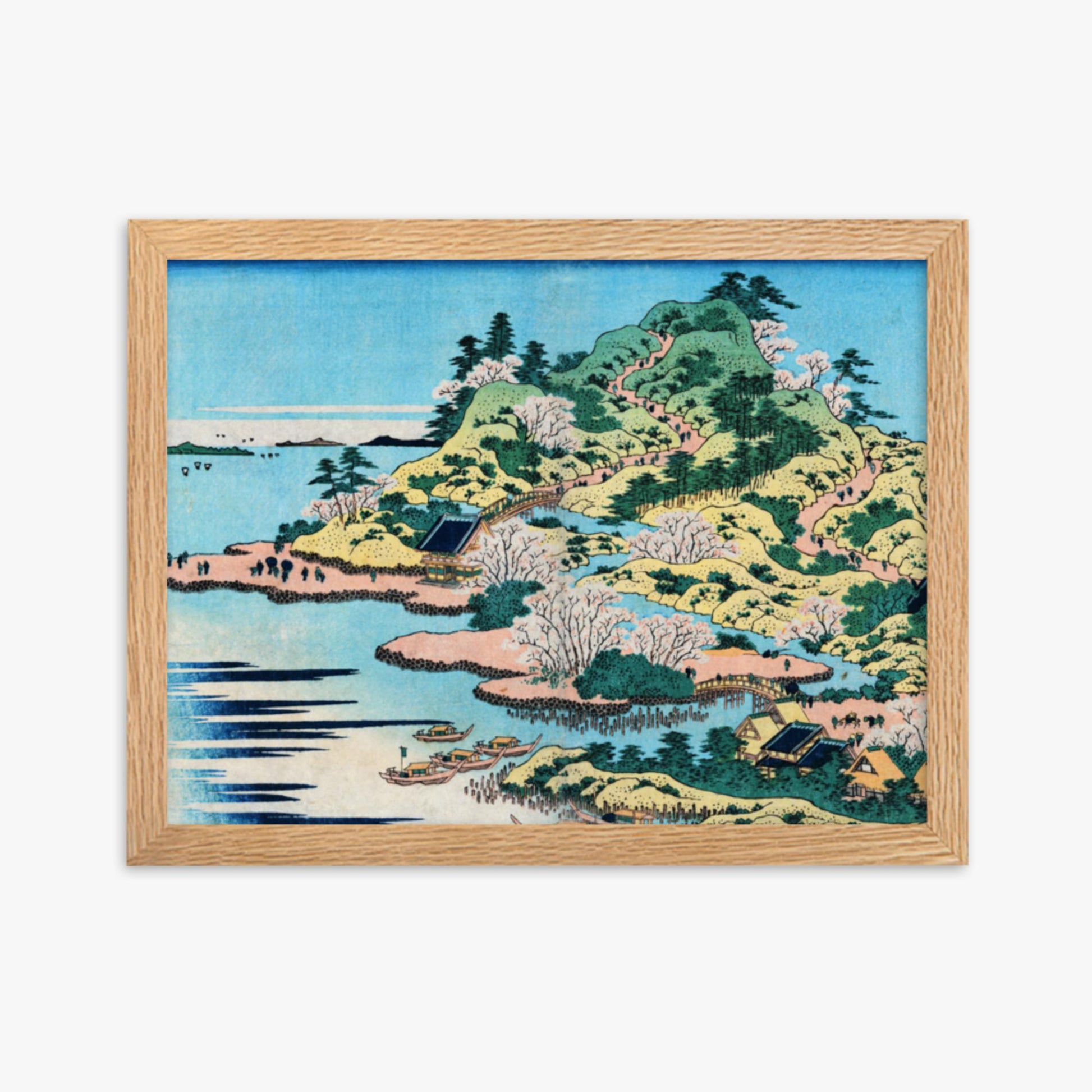 Katsushika Hokusai - Sesshu Ajigawaguchi Tenposan  30x40 cm Poster With Oak Frame