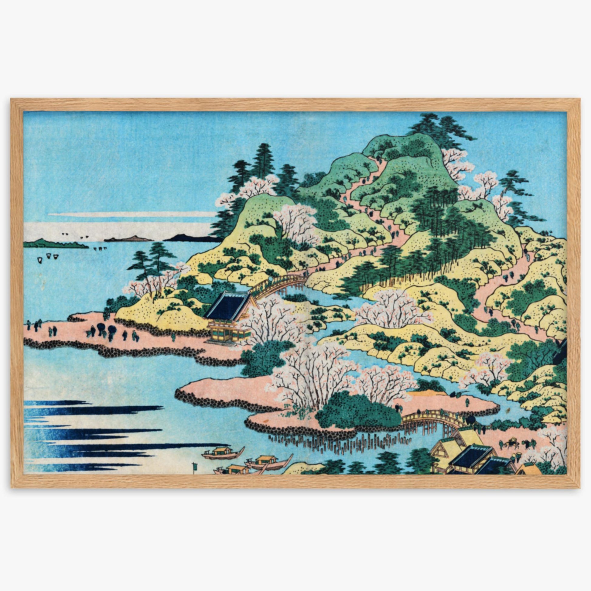 Katsushika Hokusai - Sesshu Ajigawaguchi Tenposan  61x91 cm Poster With Oak Frame