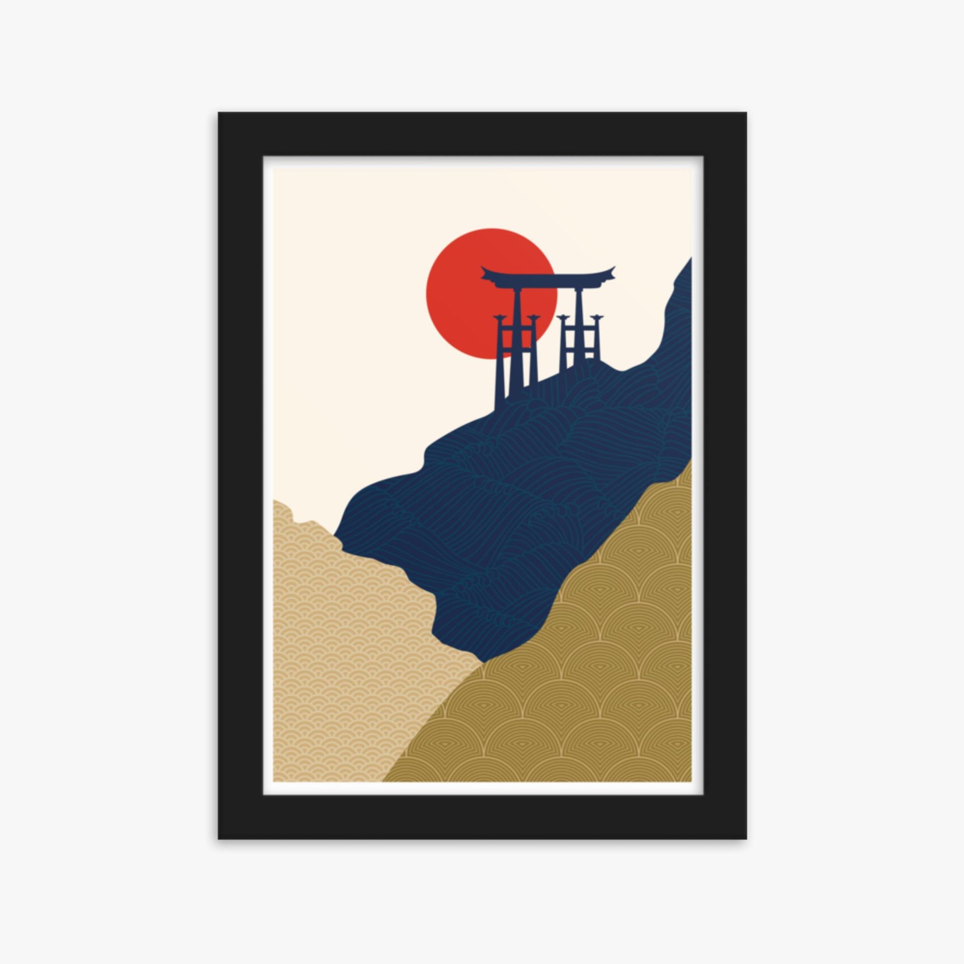 Modern illustration: Torii Gate in the Sun 21x30 cm Poster With Black Frame Frame