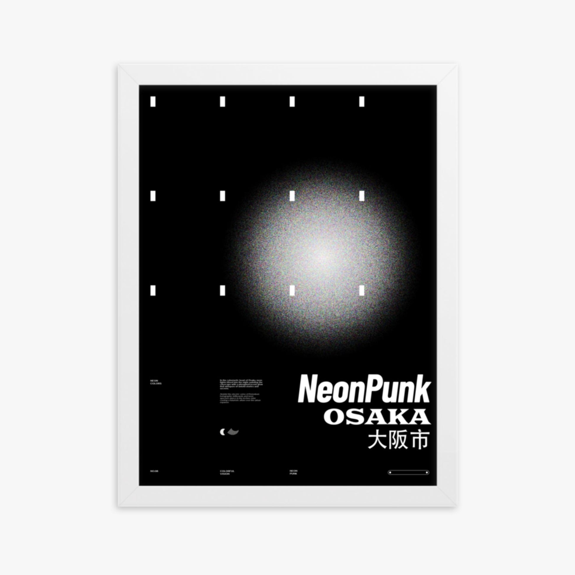 Modern illustration: Black Neon Night 30x40 cm Poster With White Frame Frame