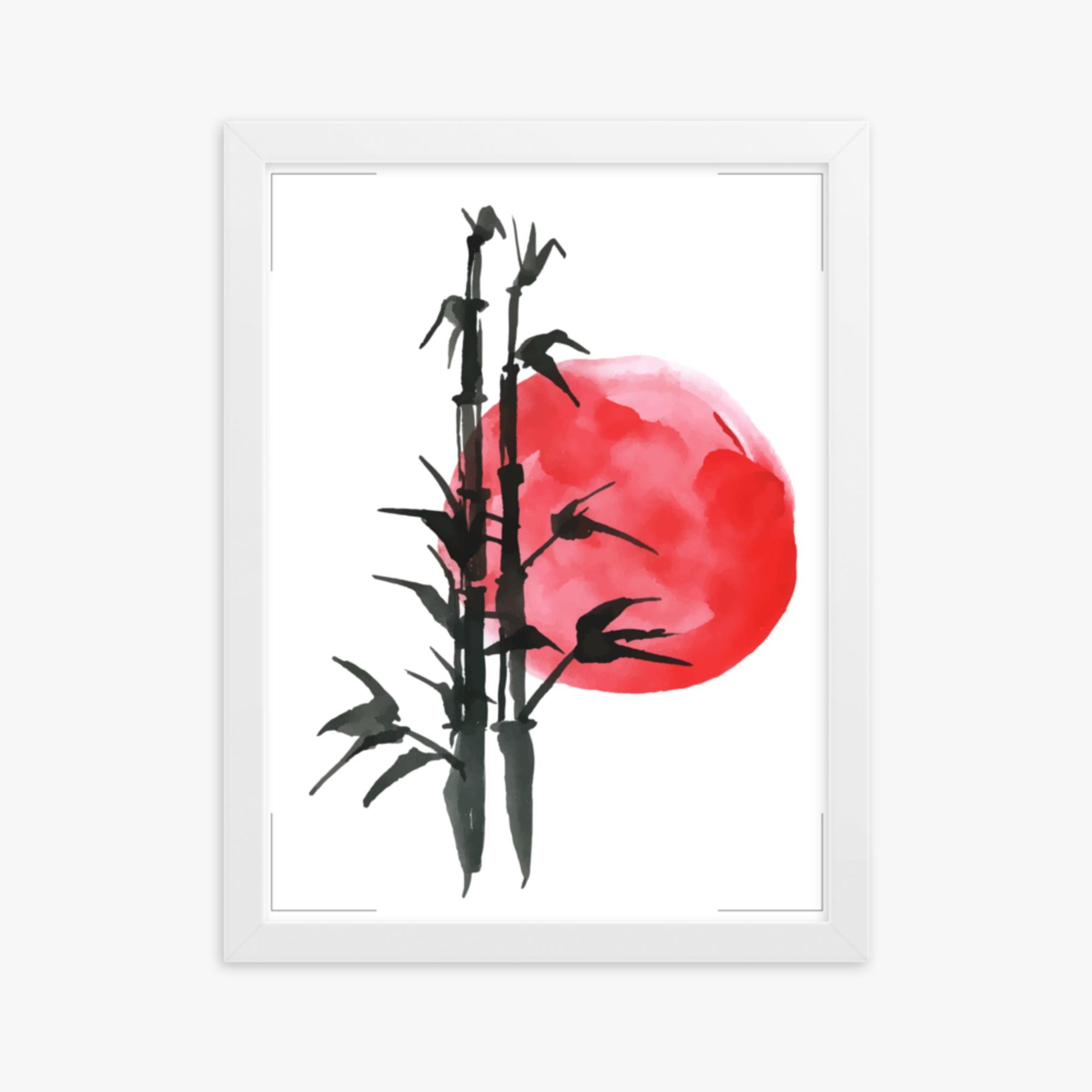 Modern illustration: Bamboo at Sunset 30x40 cm Poster With White Frame Frame