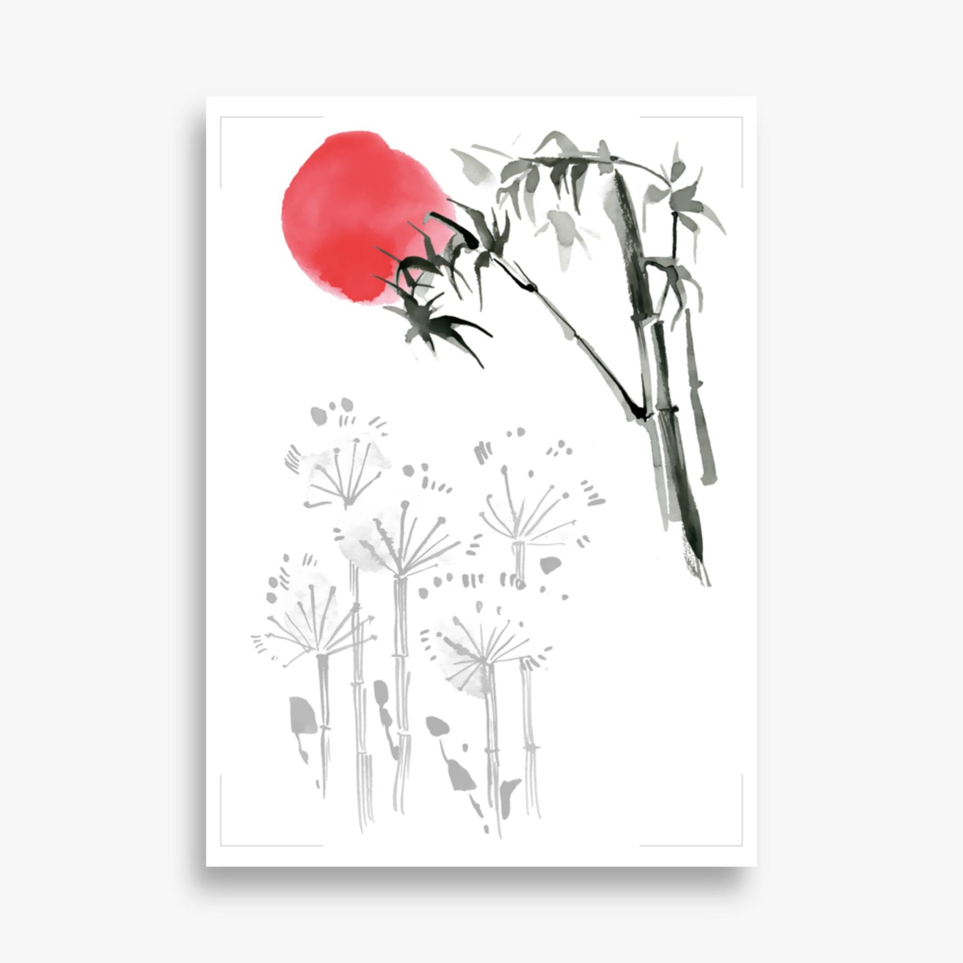 Modern illustration: Sunrise among Flowers 50x70 cm Poster