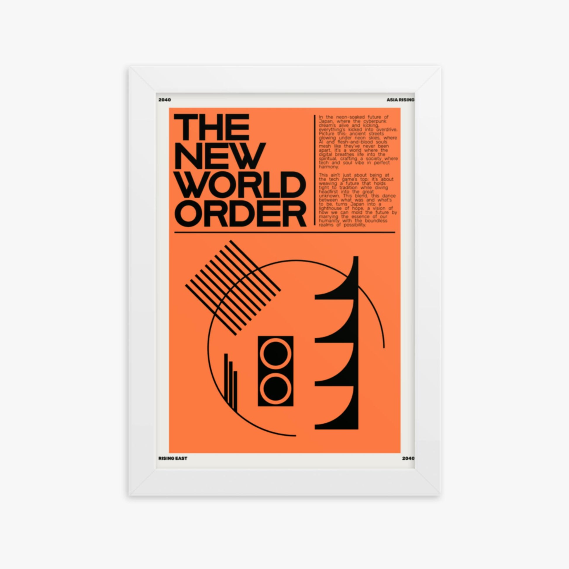 Modern illustration: The New World Order 21x30 cm Poster With White Frame Frame