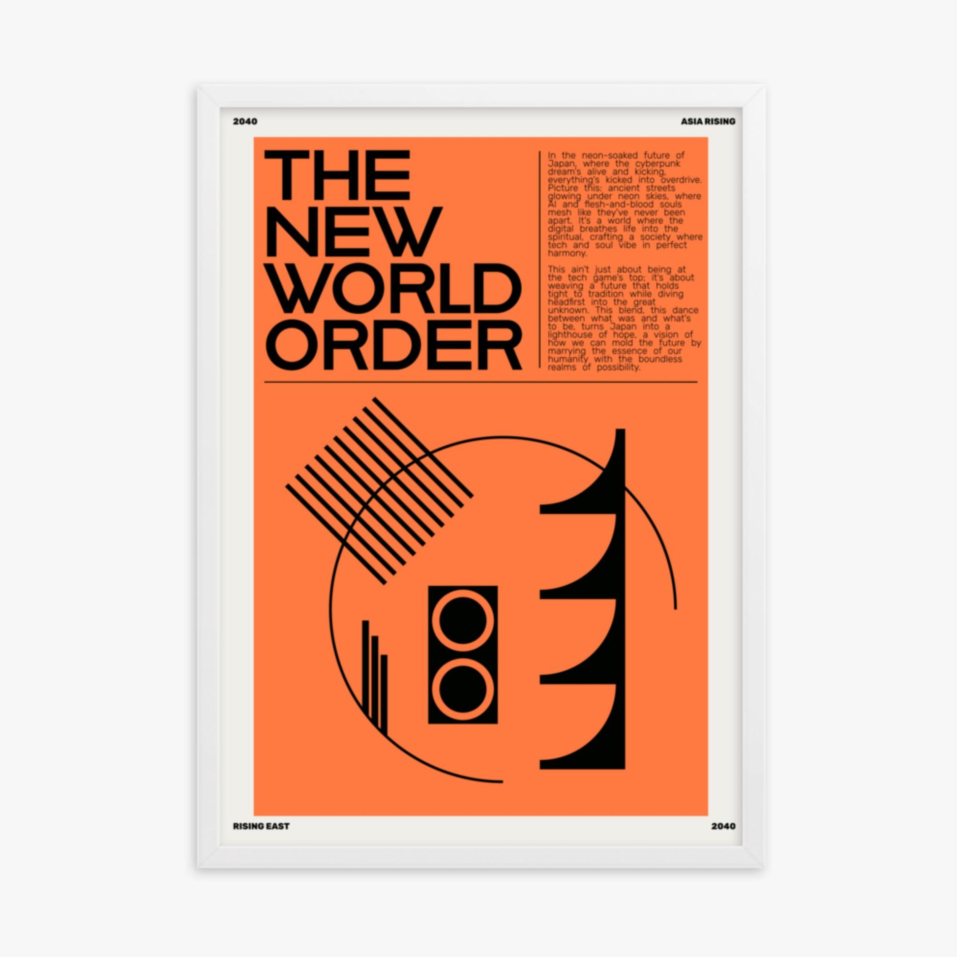 Modern illustration: The New World Order 50x70 cm Poster With White Frame Frame