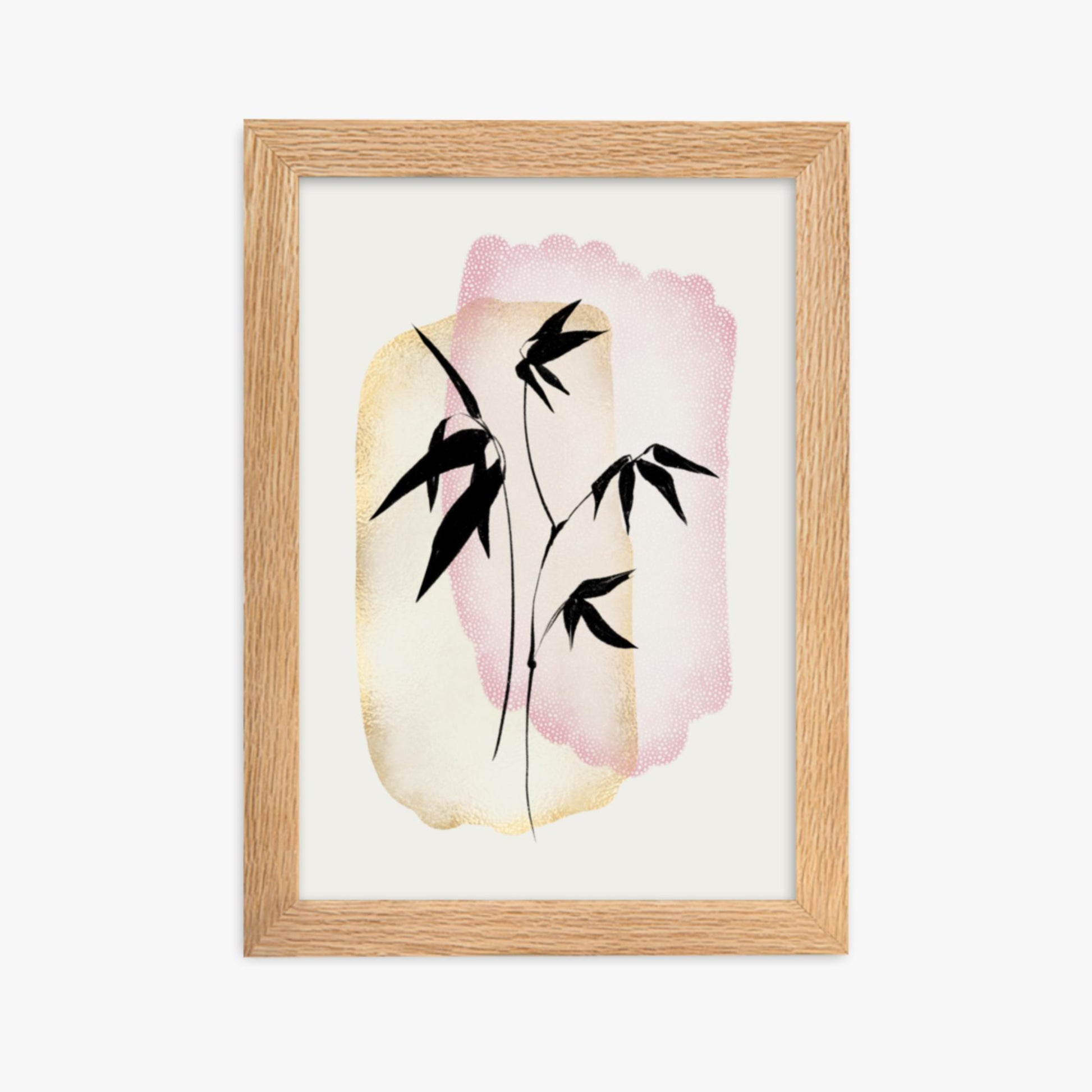 Modern illustration: Orange and Pink 21x30 cm Poster With Oak Frame Frame