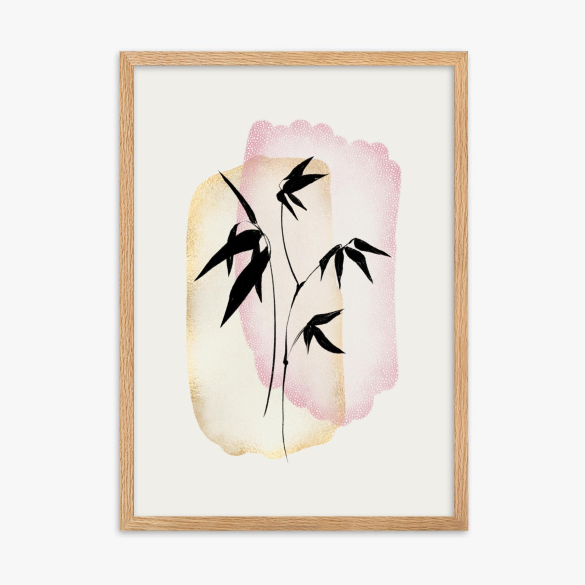 Modern illustration: Orange and Pink 50x70 cm Poster With Oak Frame Frame