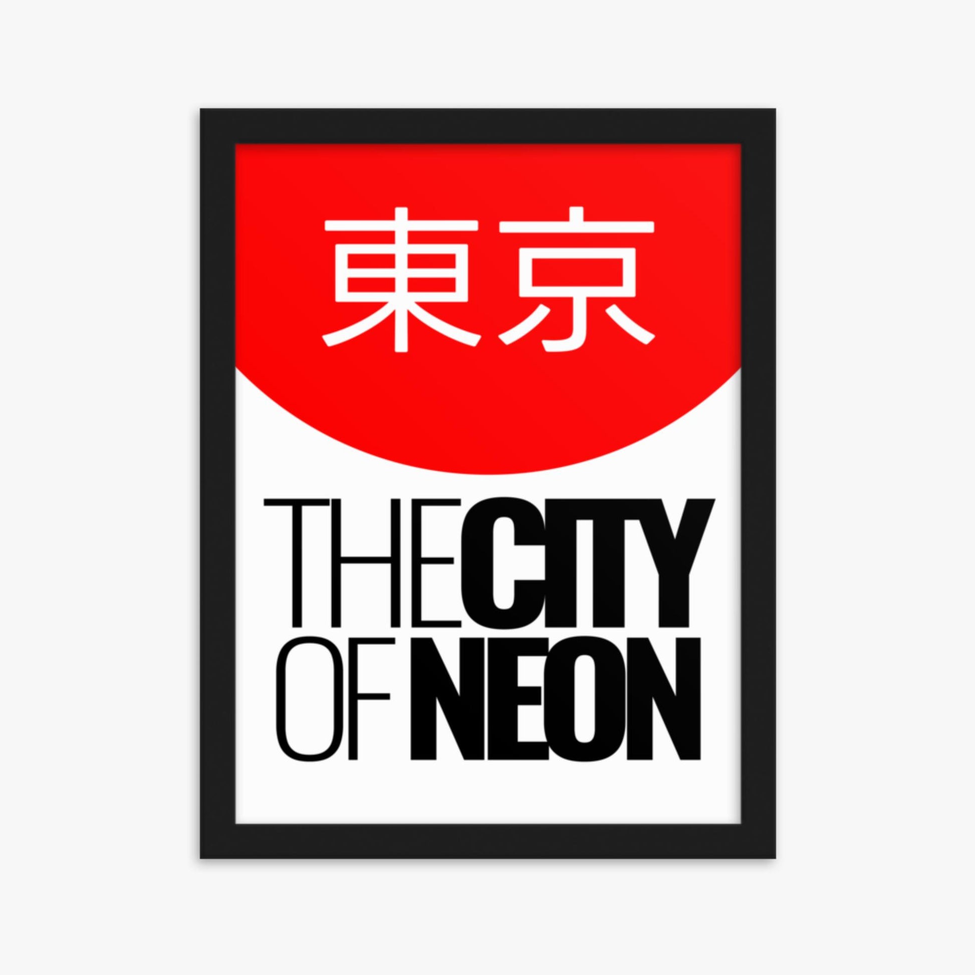 Modern illustration: The City of Neon 30x40 cm Poster With Black Frame Frame