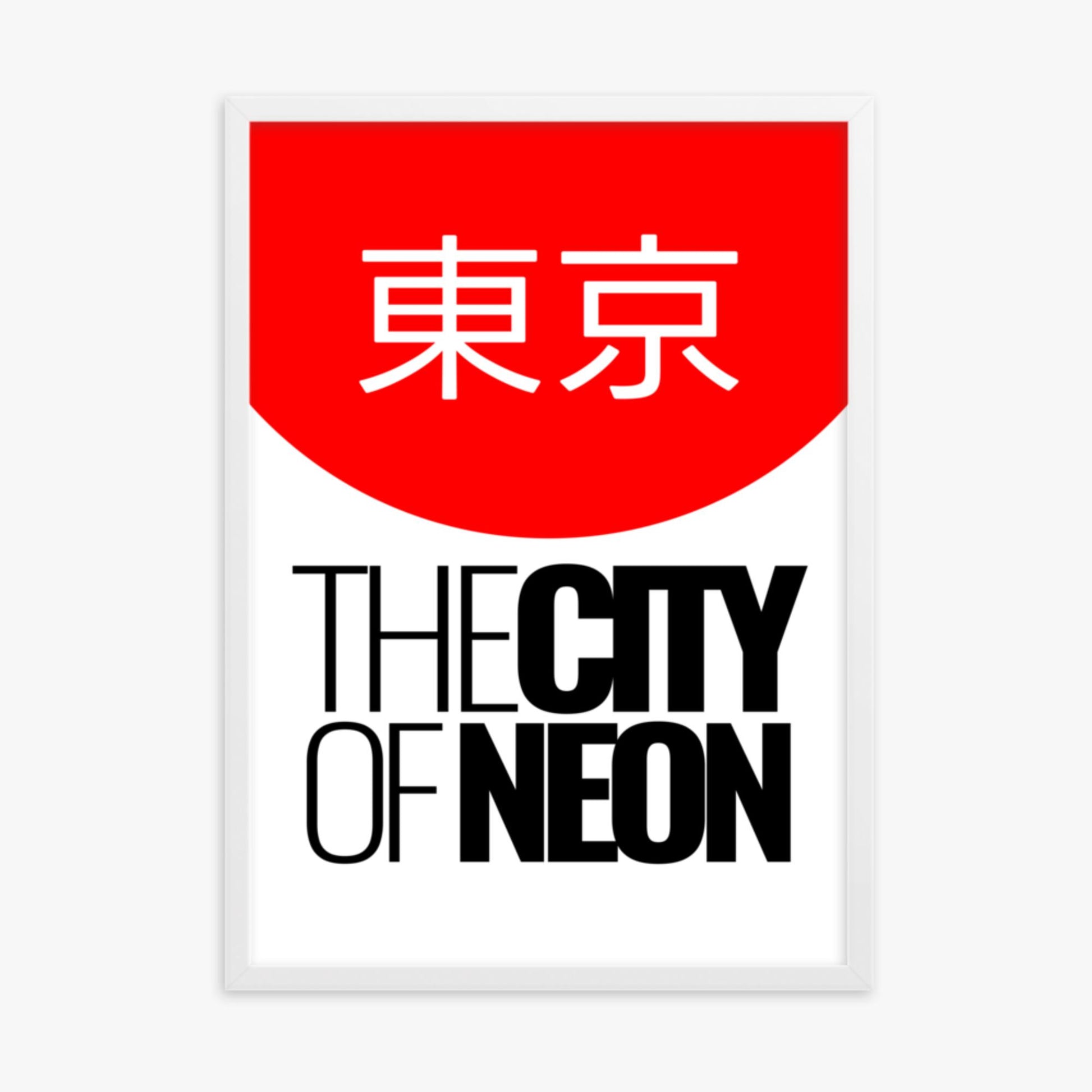 Modern illustration: The City of Neon 50x70 cm Poster With White Frame Frame