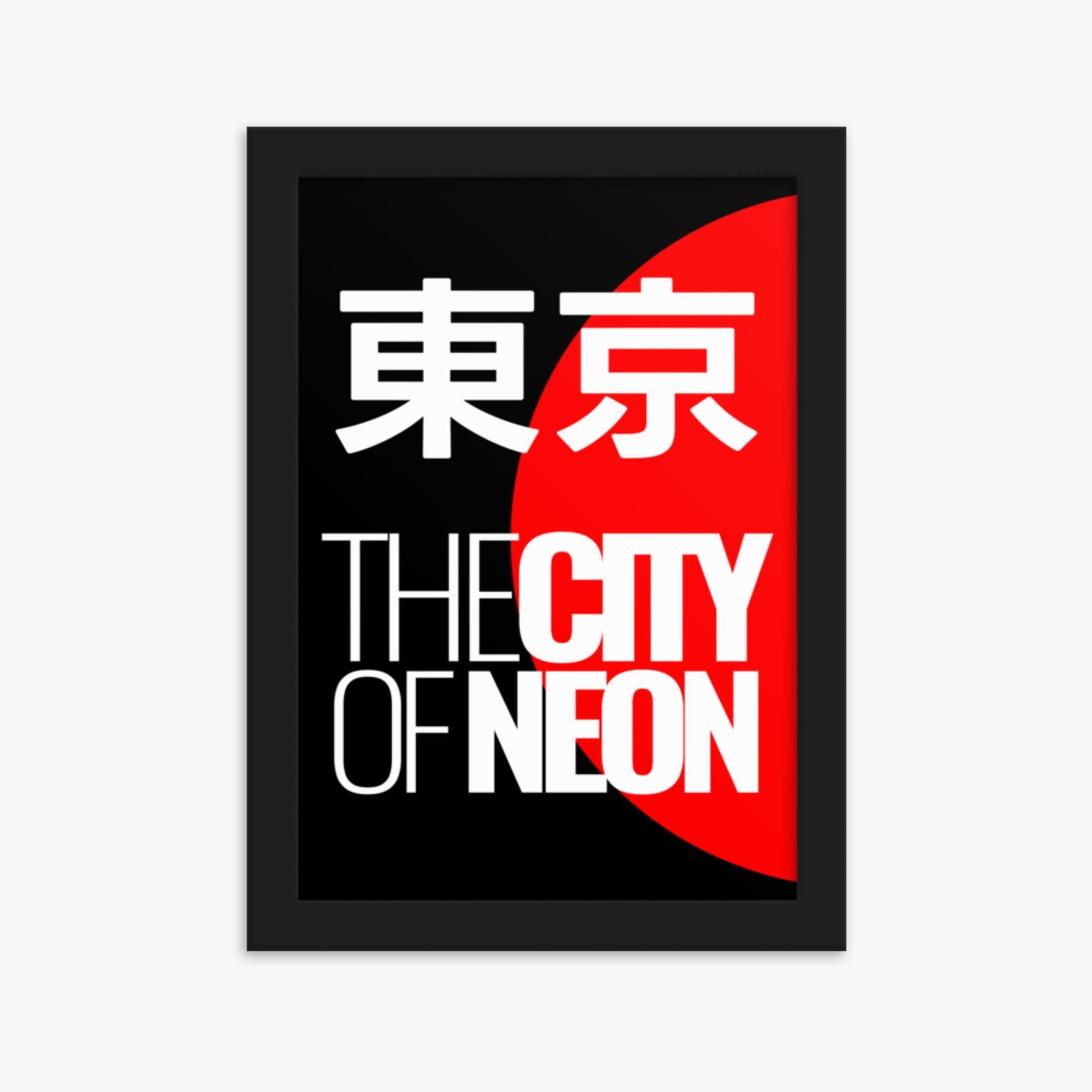 Modern illustration: Neon City 21x30 cm Poster With Black Frame Frame