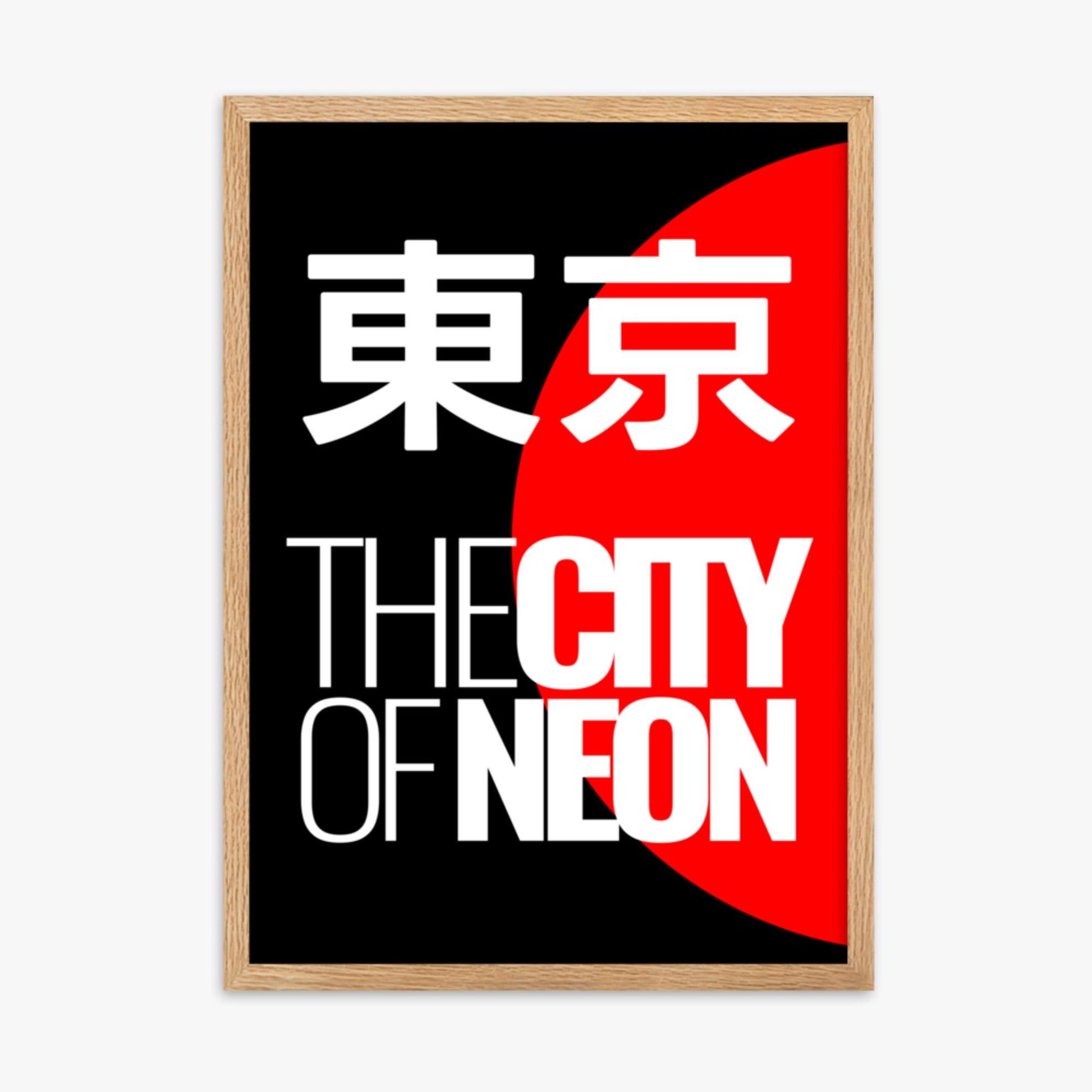 Modern illustration: Neon City 50x70 cm Poster With Oak Frame Frame