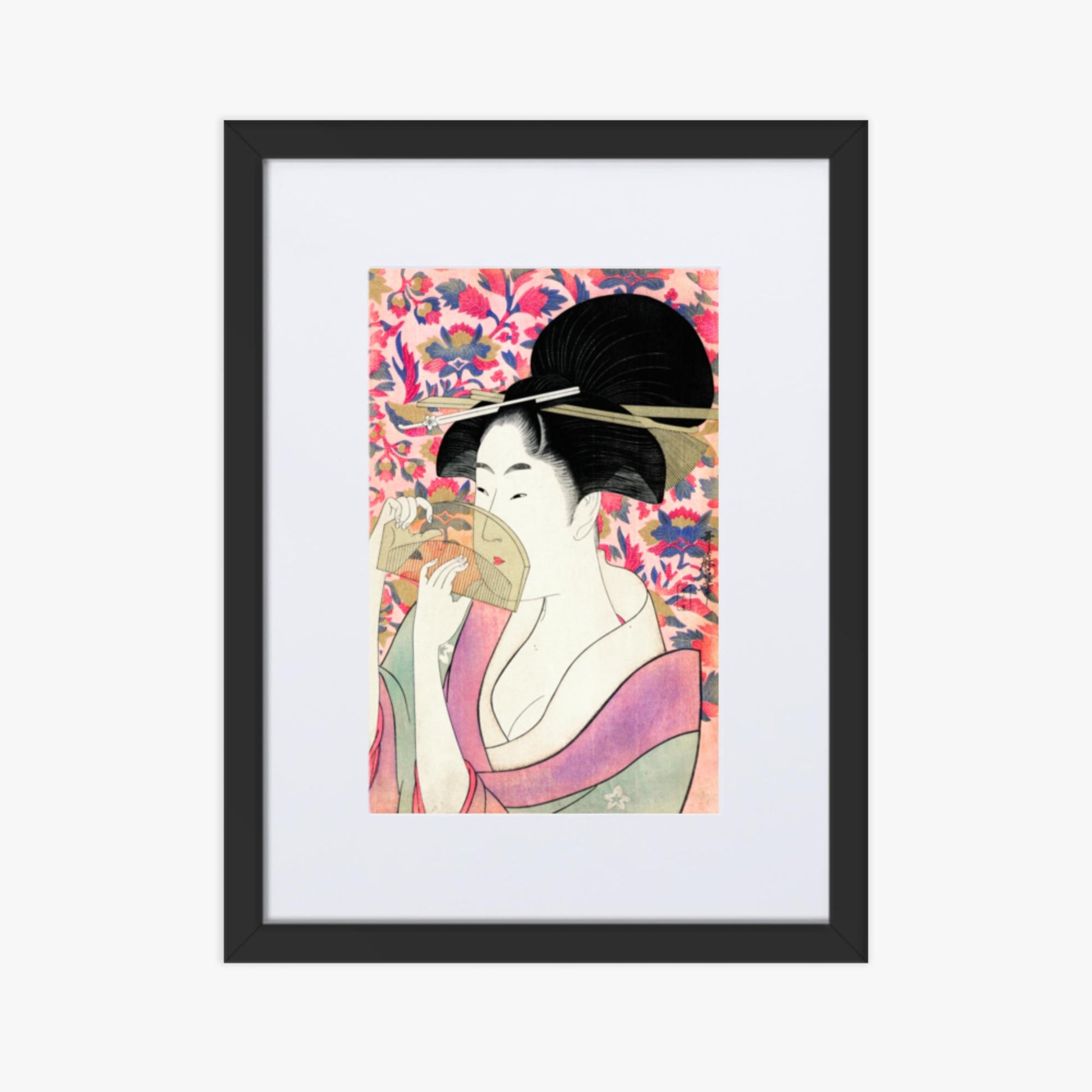 Utamaro Kitagawa - Kushi  30x40 cm Poster With Black Frame