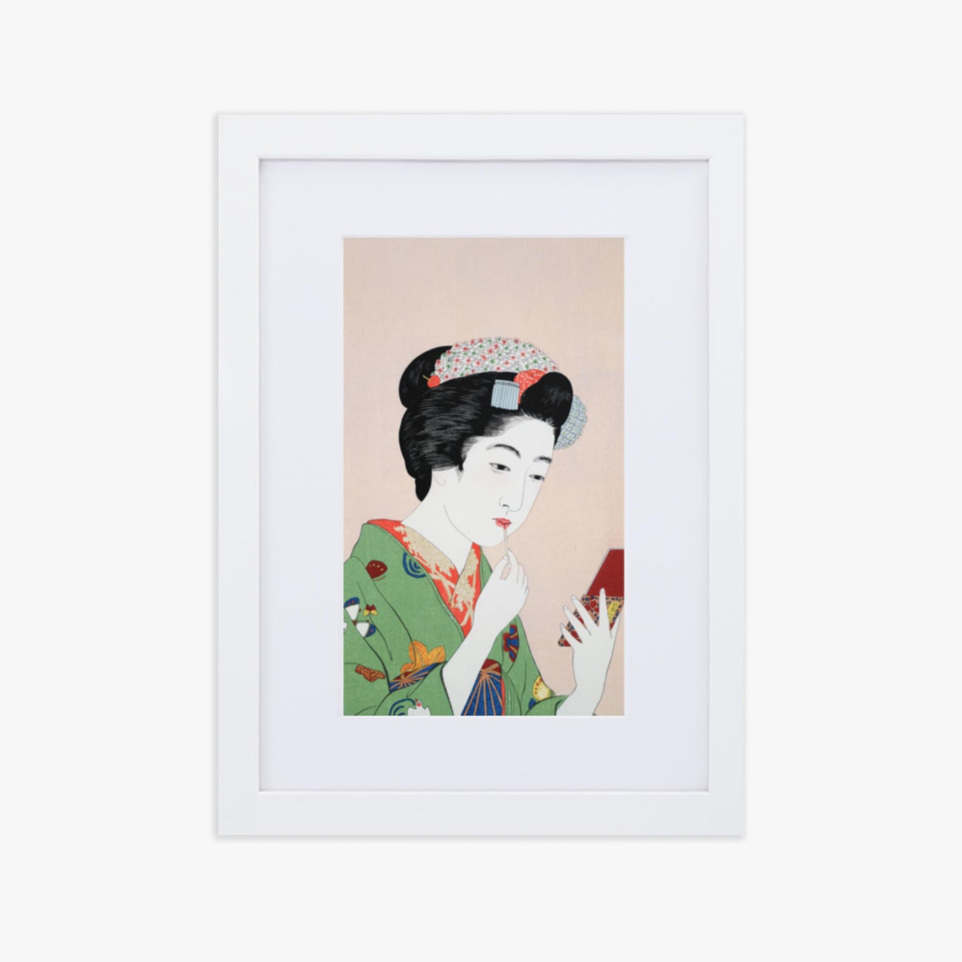 Goyō Hashiguchi - Woman Applying Rouge 21x30 cm Poster With White Frame