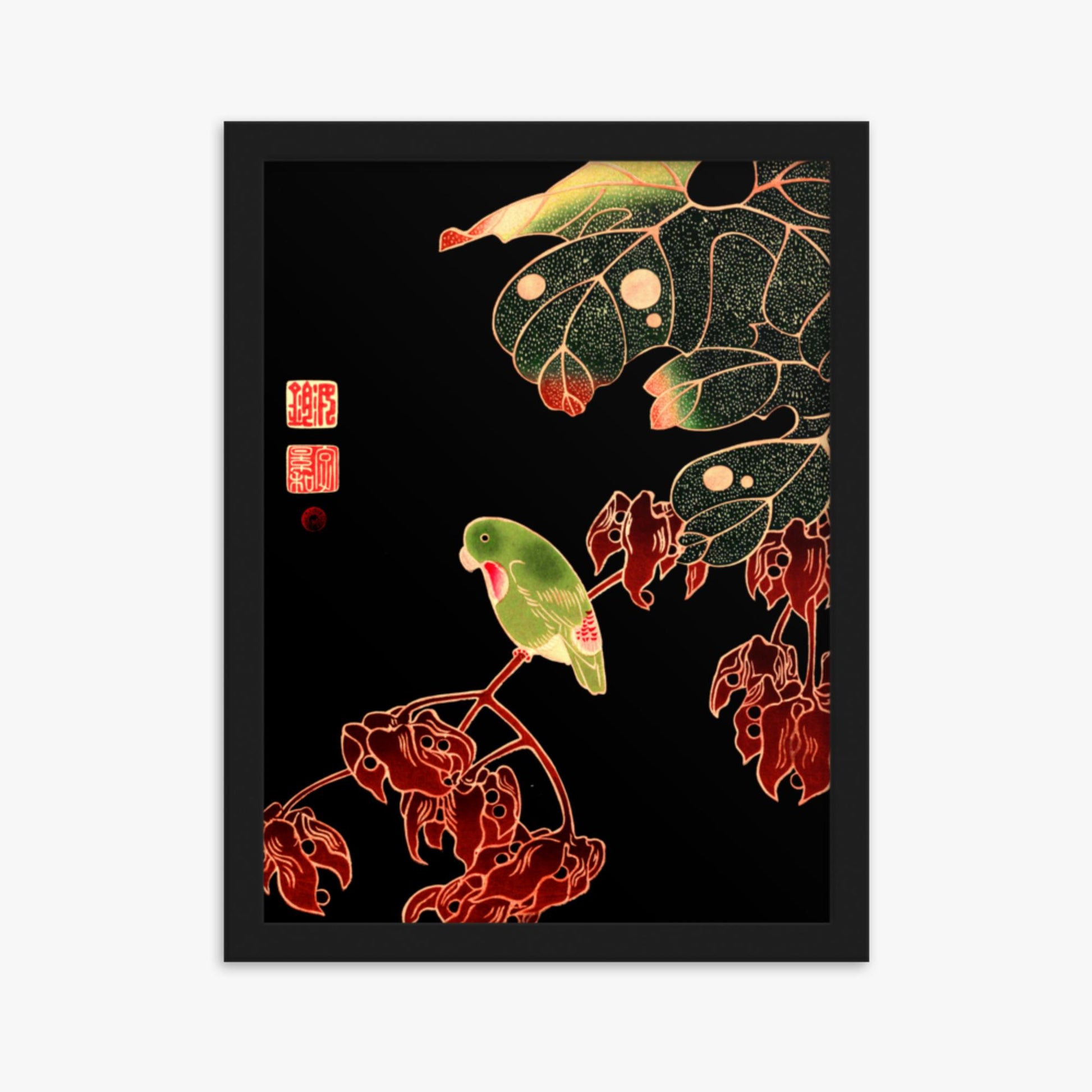 Ito Jakuchu - The Paroquet 30x40 cm Poster With Black Frame