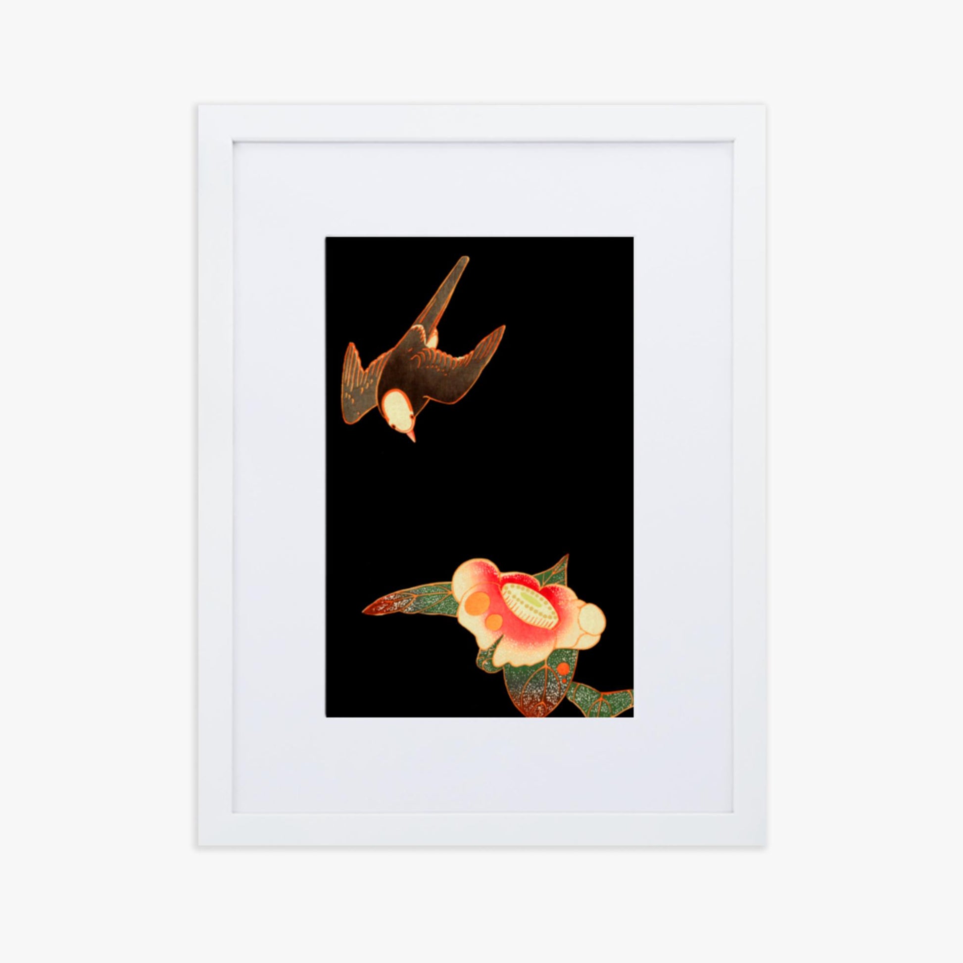 Ito Jakuchu - Swallow and Camellia 30x40 cm Poster With White Frame