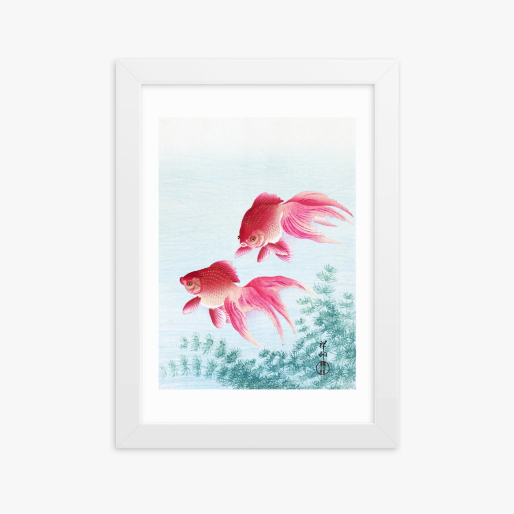 Ohara Koson - Two veil goldfish 21x30 cm Poster With White Frame