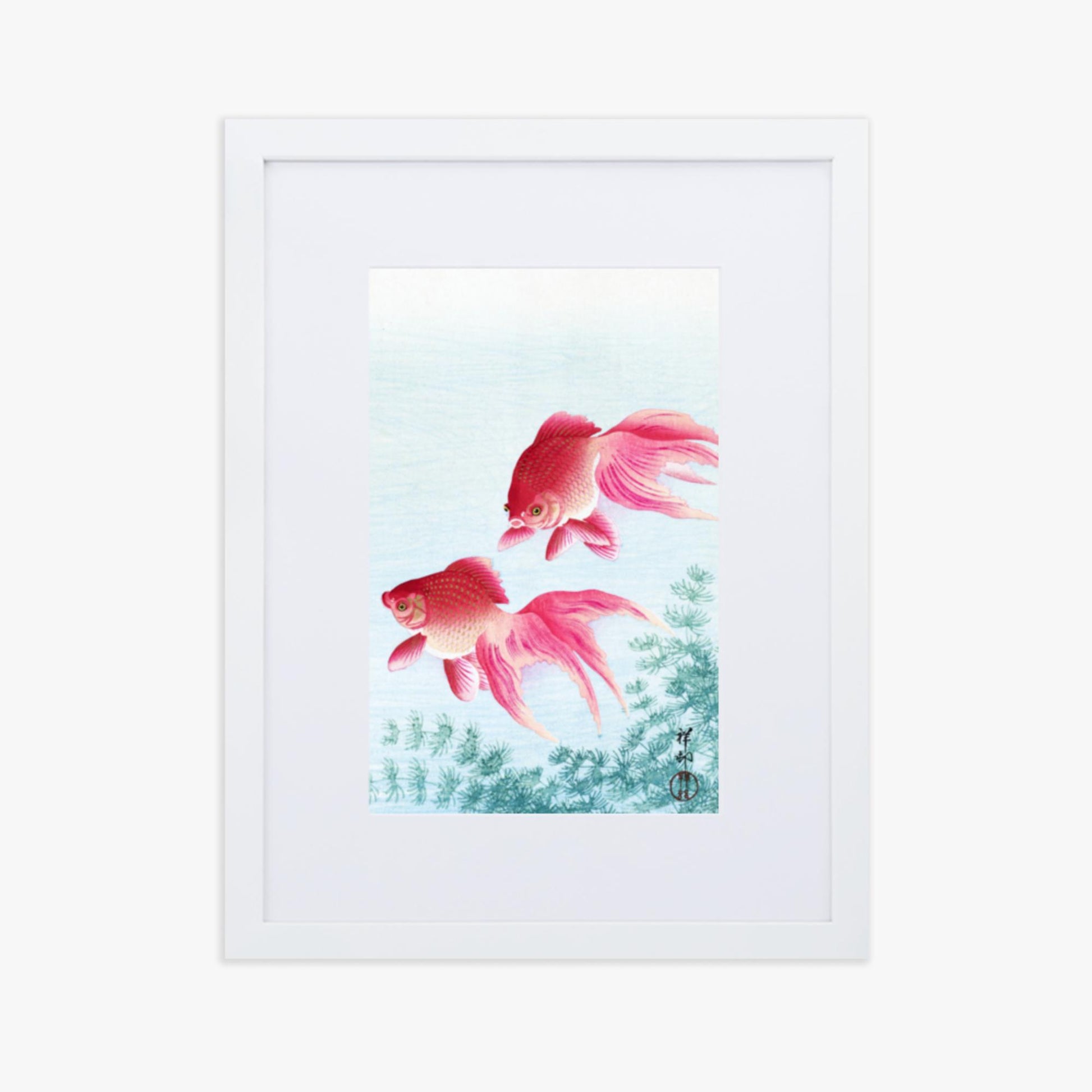 Ohara Koson - Two veil goldfish 30x40 cm Poster With White Frame