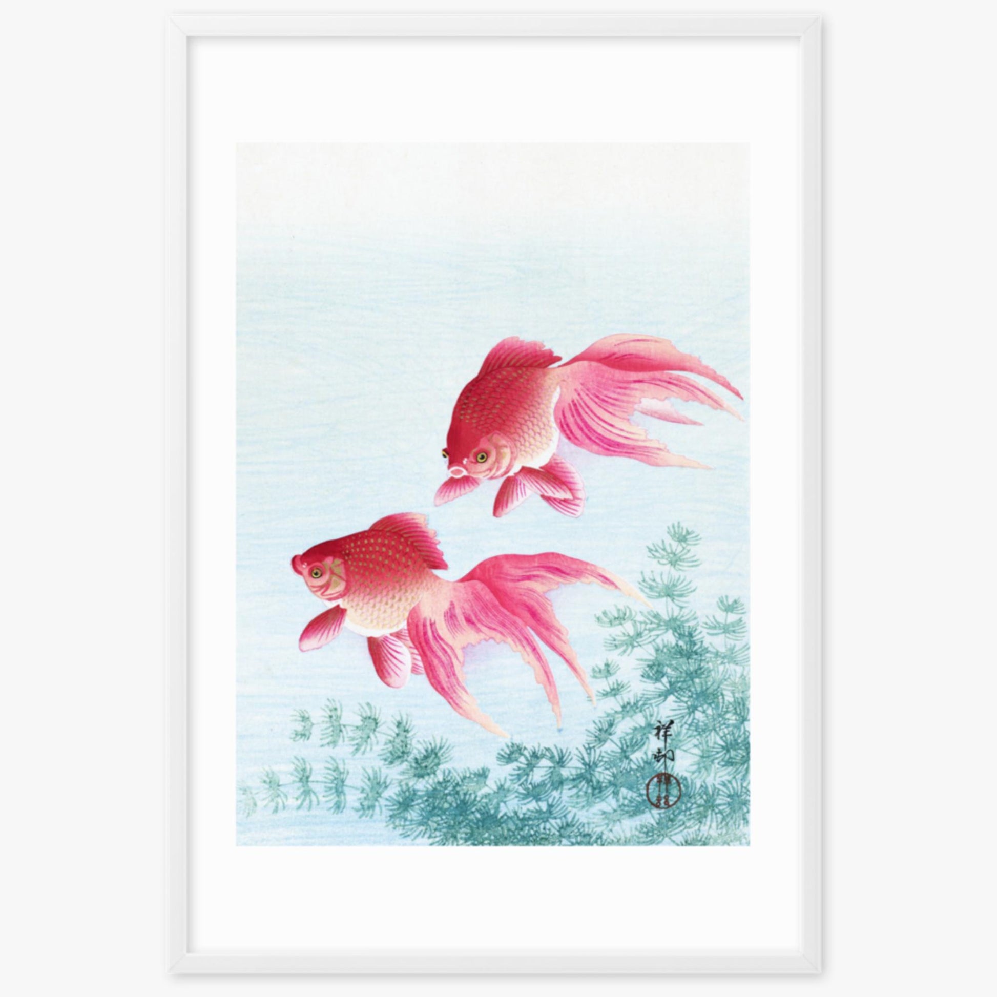 Ohara Koson - Two veil goldfish 61x91 cm Poster With White Frame