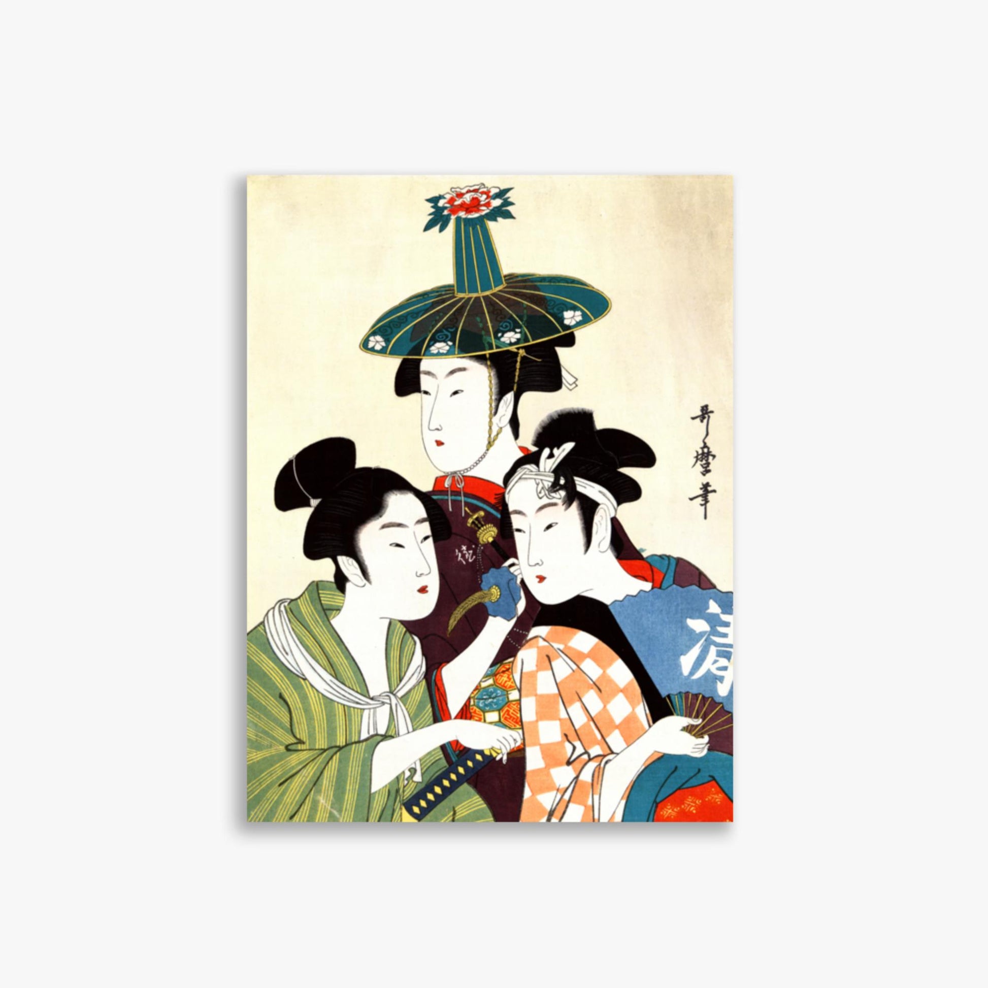 Utamaro Kitagawa - Three Young Men or Women  30x40 cm Poster