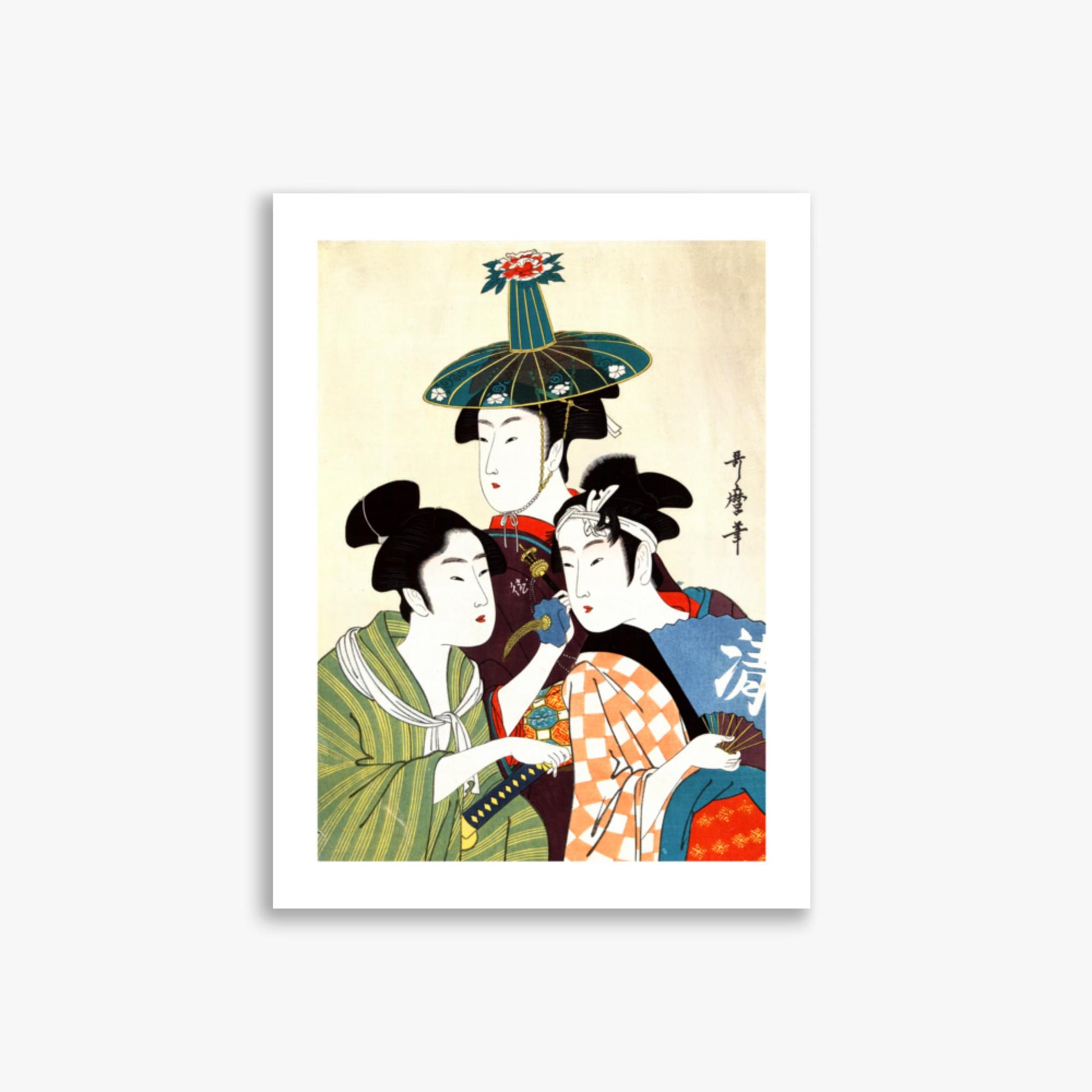 Utamaro Kitagawa - Three Young Men or Women  30x40 cm Poster