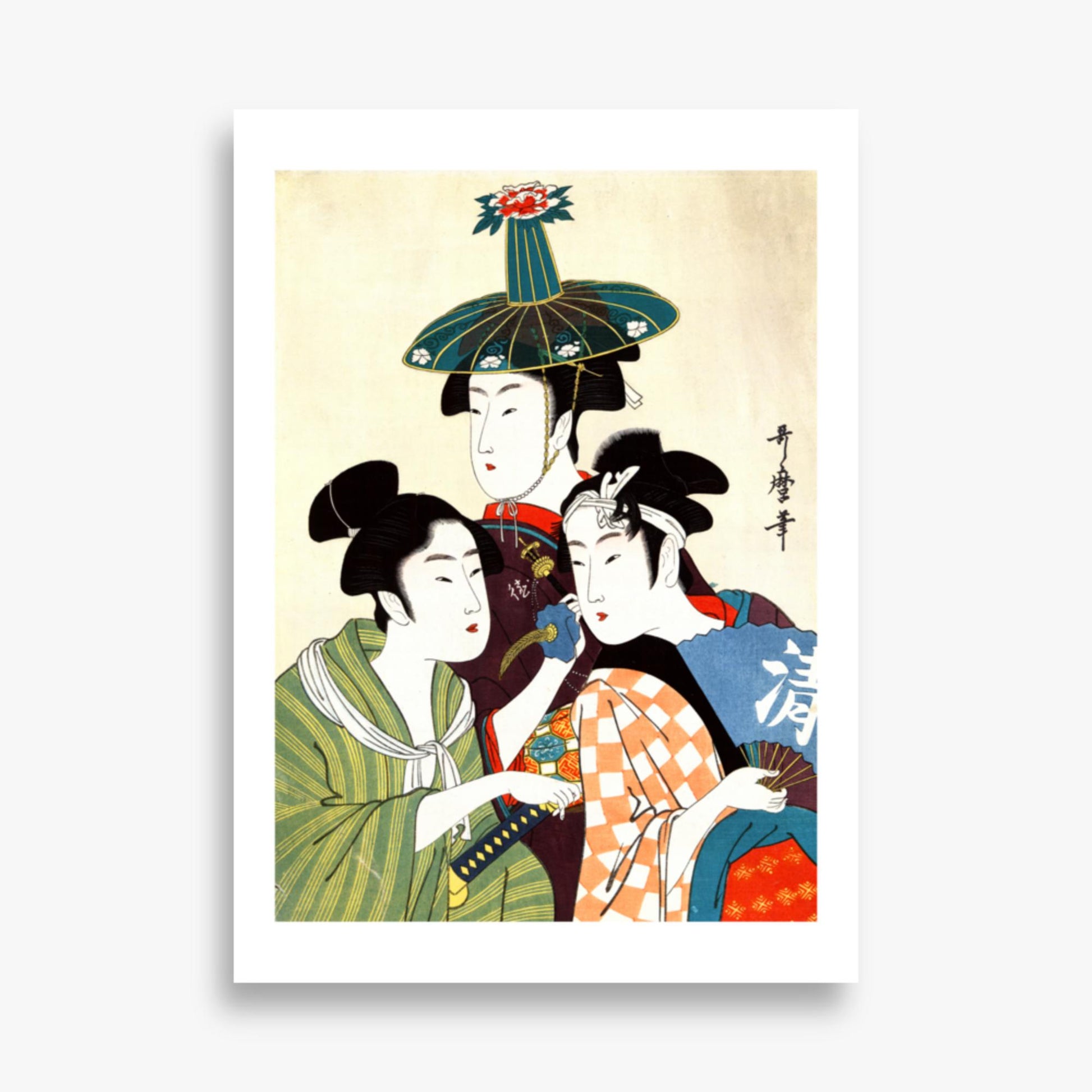 Utamaro Kitagawa - Three Young Men or Women  50x70 cm Poster