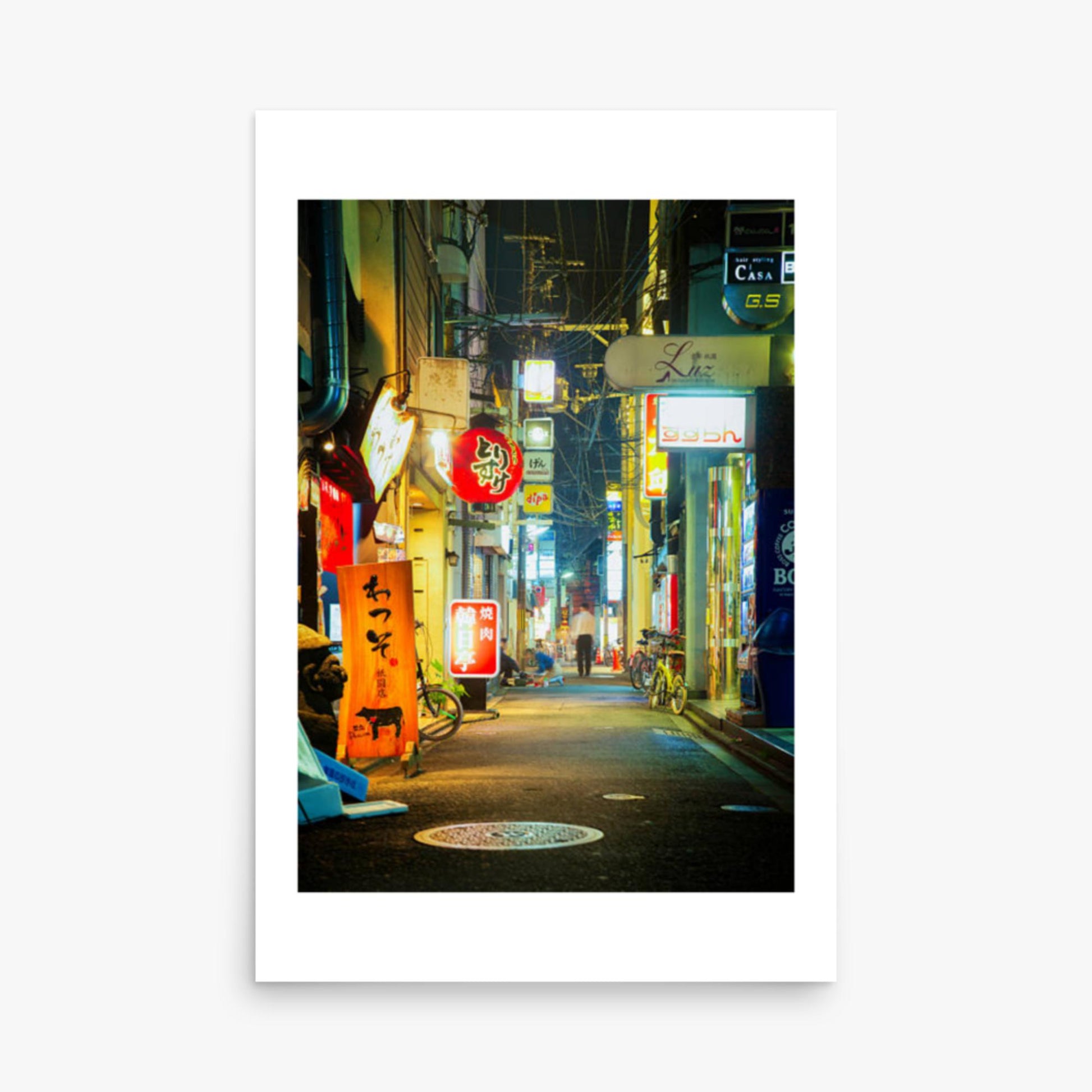 Kyoto, Japan backstreet at night 24x36 in Poster