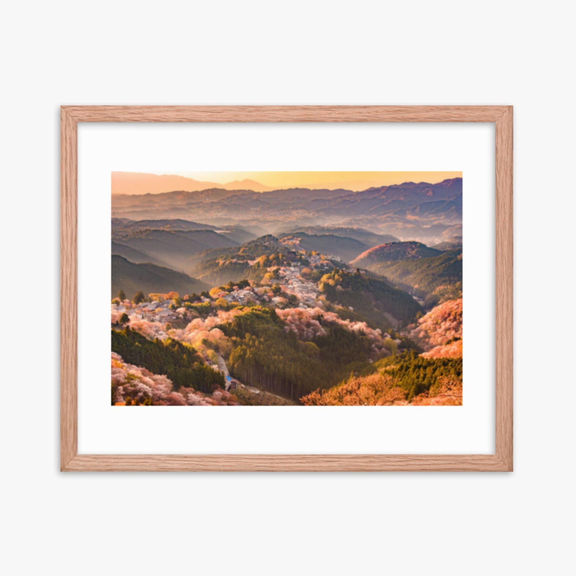 Yoshinoyama, Japan in Spring 16x20 in Poster With Oak Frame