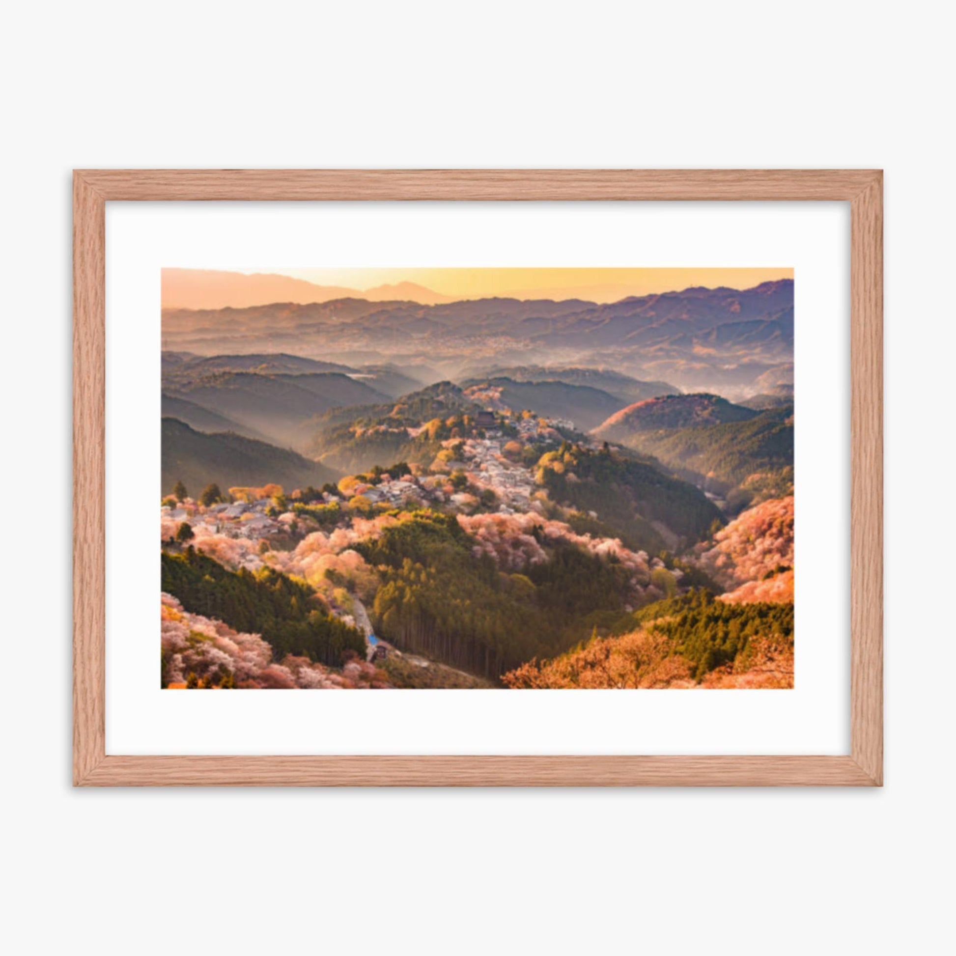 Yoshinoyama, Japan in Spring 18x24 in Poster With Oak Frame