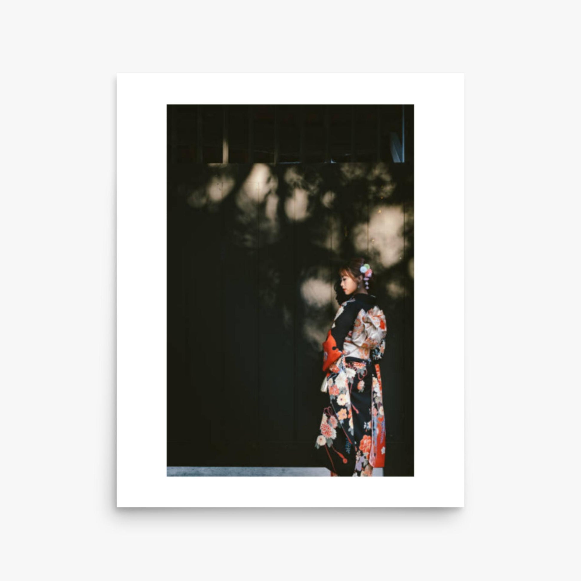 Portrait of beautiful woman in traditional Kimono walking in the street in Kyoto, Japan 16x20 in Poster