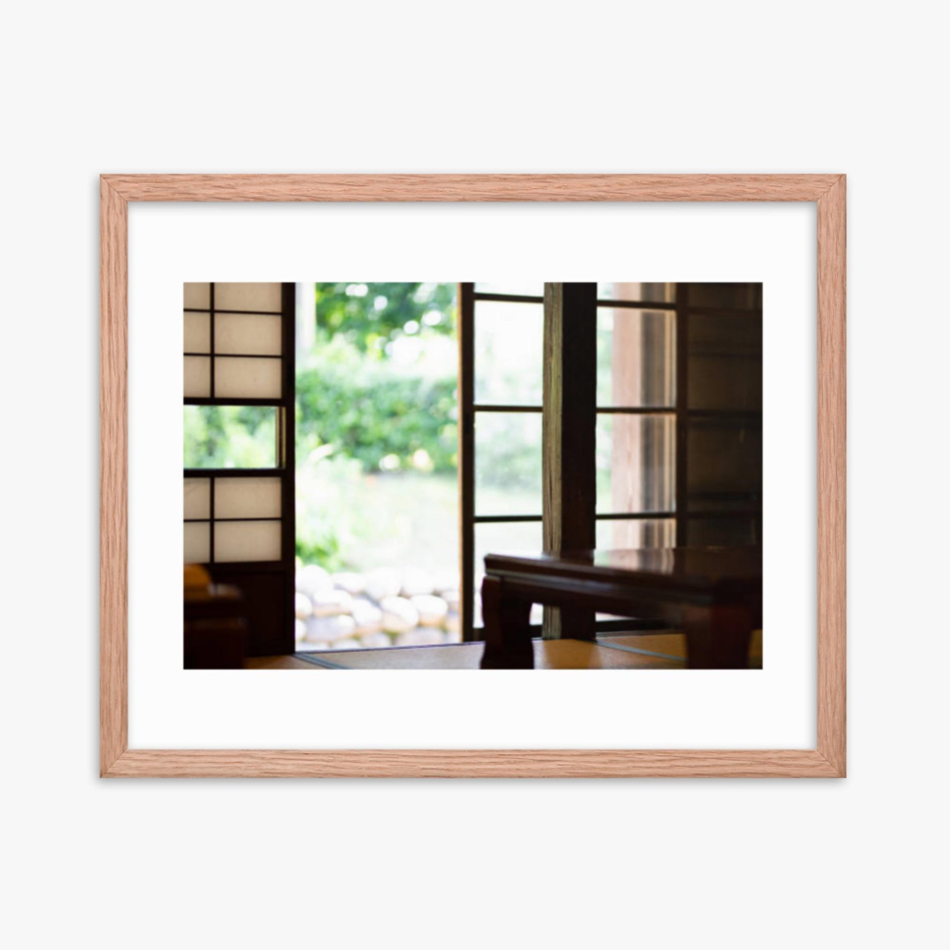 The edge and the garden seen from the Japanese room 16x20 in Poster With Oak Frame