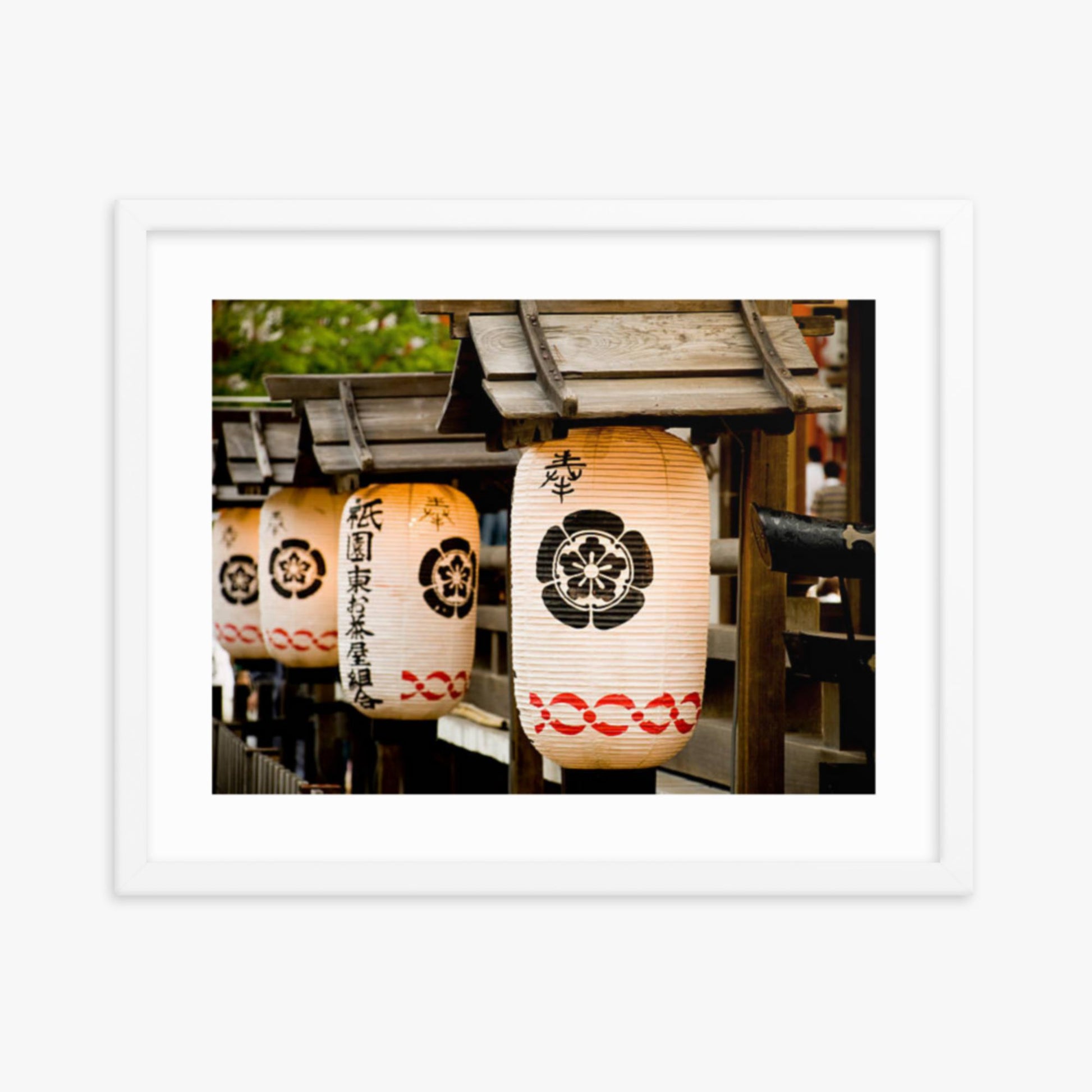 Japanese lanterns 16x20 in Poster With White Frame